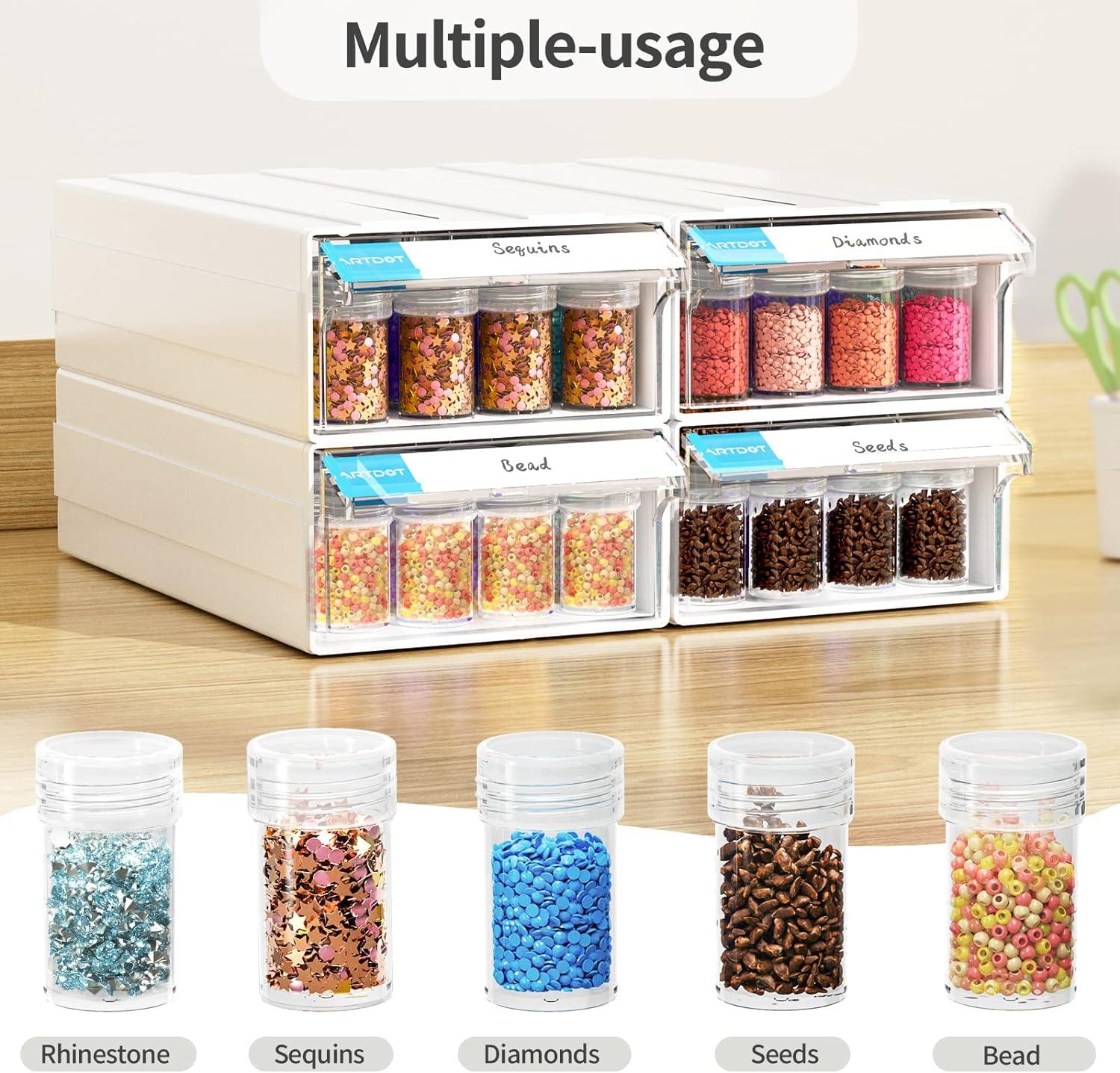 ARTDOT Diamond Painting Storage Containers 4 Pack Stackable Bead