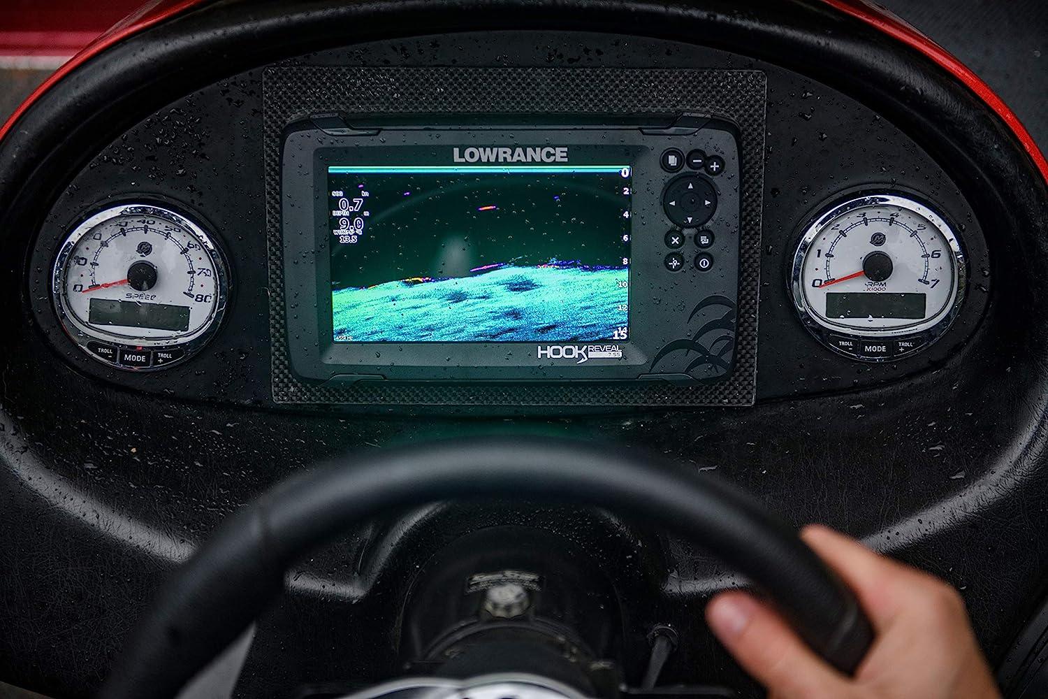Lowrance Hook Reveal 9 Fish Finder 9 Inch Screen with Transducer and C-MAP  Preloaded Map Options 4000 US Lake Map 9 Inch TripleShot