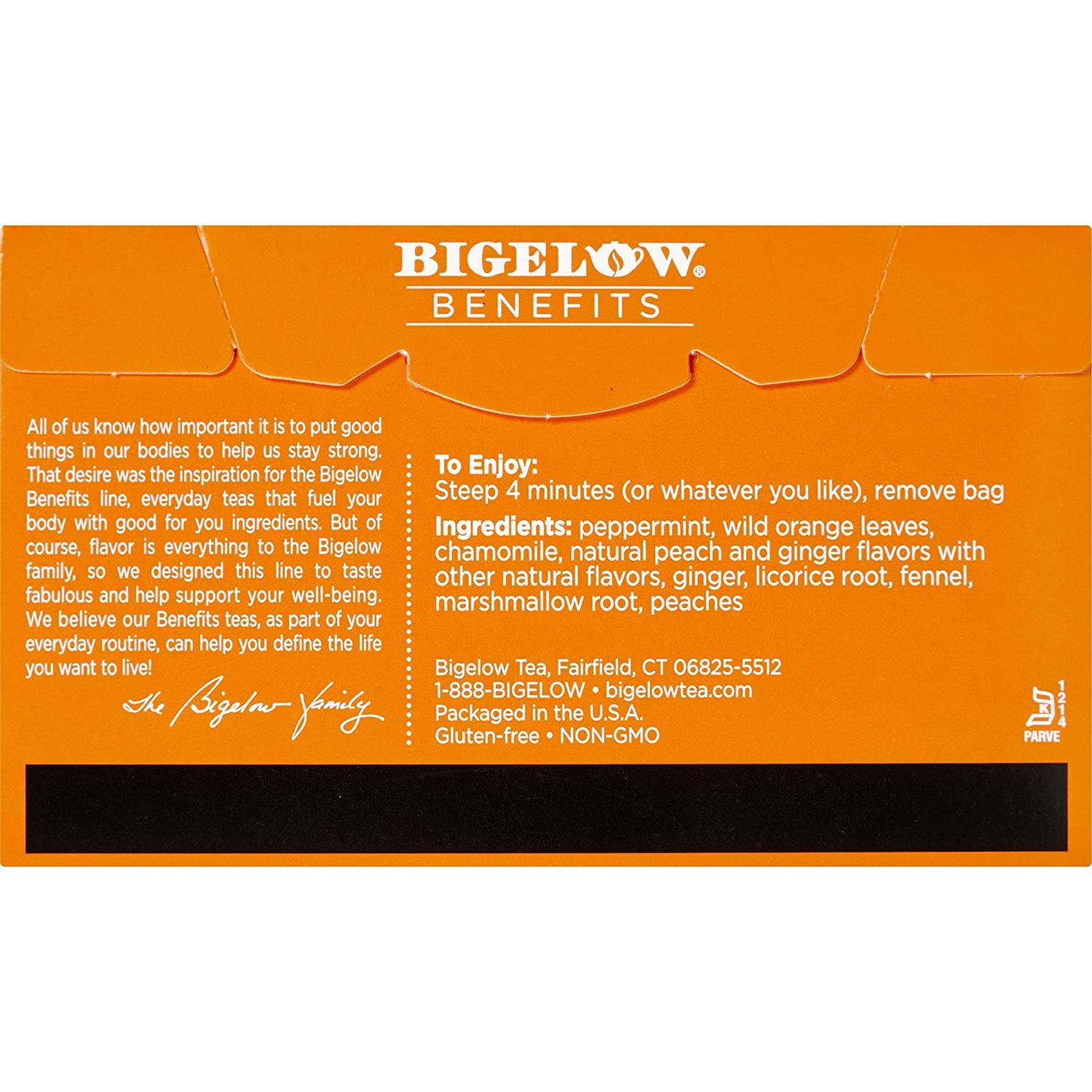 Benefits CALM STOMACH Ginger & Peach Herbal Tea– Bigelow