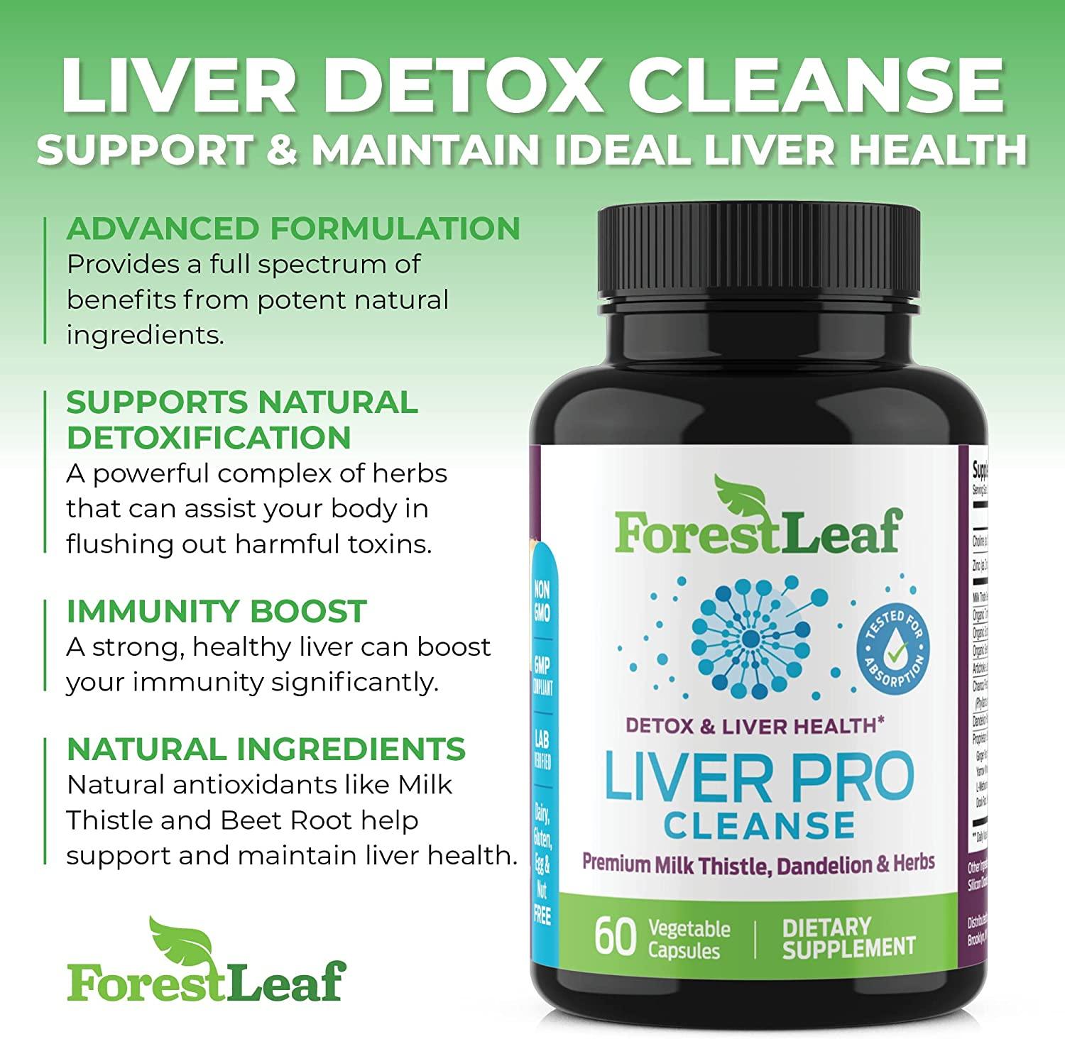Liver Detox Cleanse Supplement with Milk Thistle & Dandelion Root Prohepatic Liver Support by