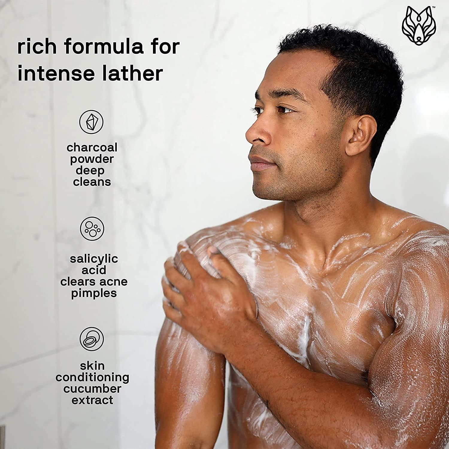 Black Wolf Charcoal Powder Body Wash for Men - 10 Fl Oz | Salicylic ...