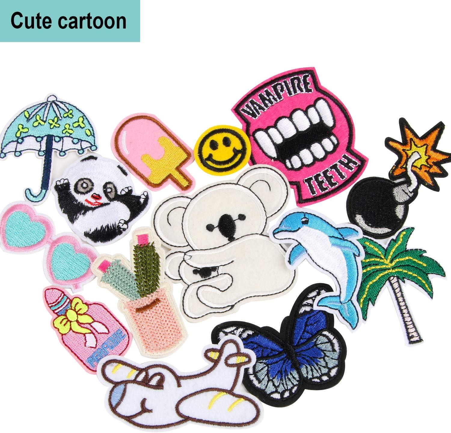 60pcs Random Assorted Styles Embroidered Iron on Patches, DIY Sew Applique  Repair Patch Iron on/Sew on Patches for  Backpacks,Pants,Clothes,Jeans,Jackets,Hat