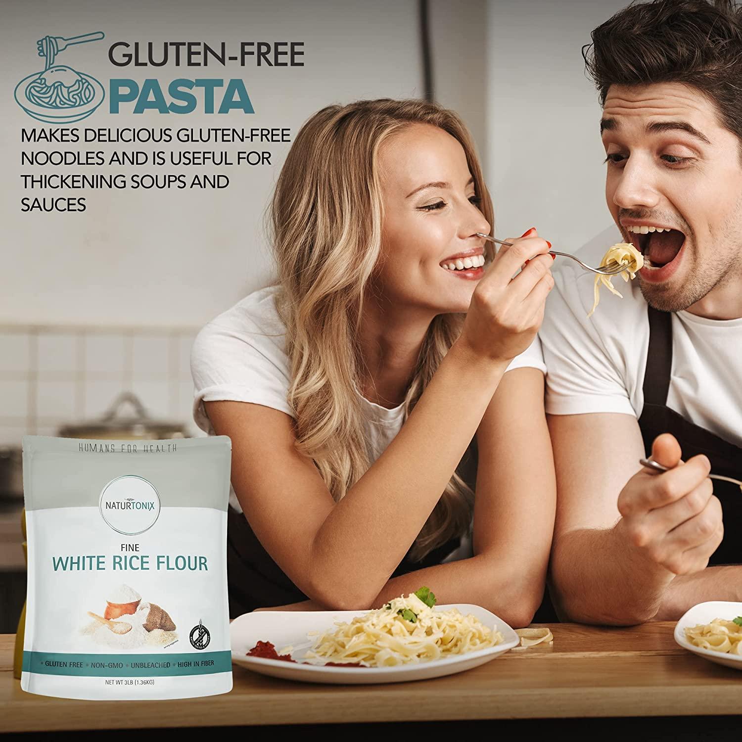 Naturtonix White Rice Flour, 3 LB Resealable Pouch, Perfect for Gluten Free Baking, Non GMO and