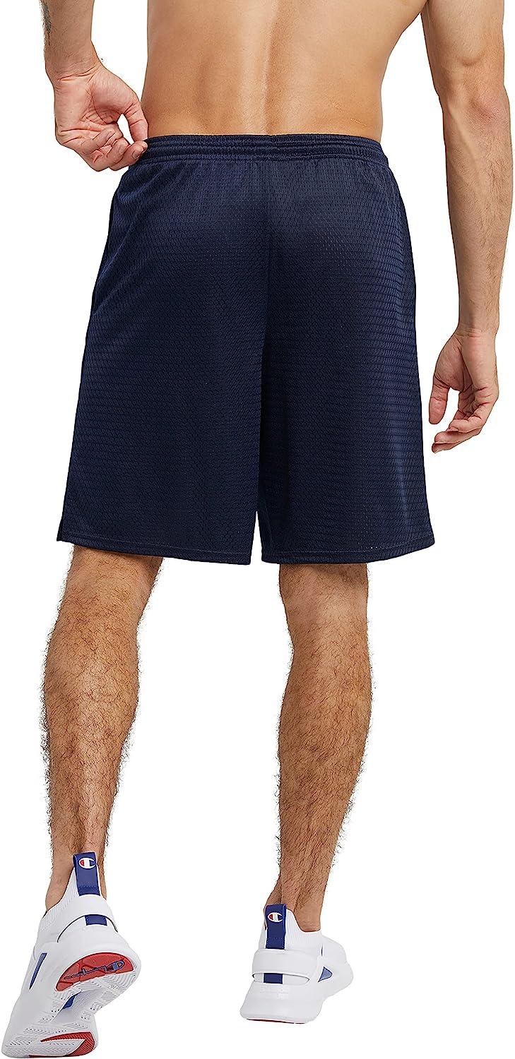 Champion Men's Mesh Shorts, Lined Mesh Basketball Shorts, Mesh Gym Shorts  (Reg. or Big & Tall) Standard Large Navy C Patch Logo