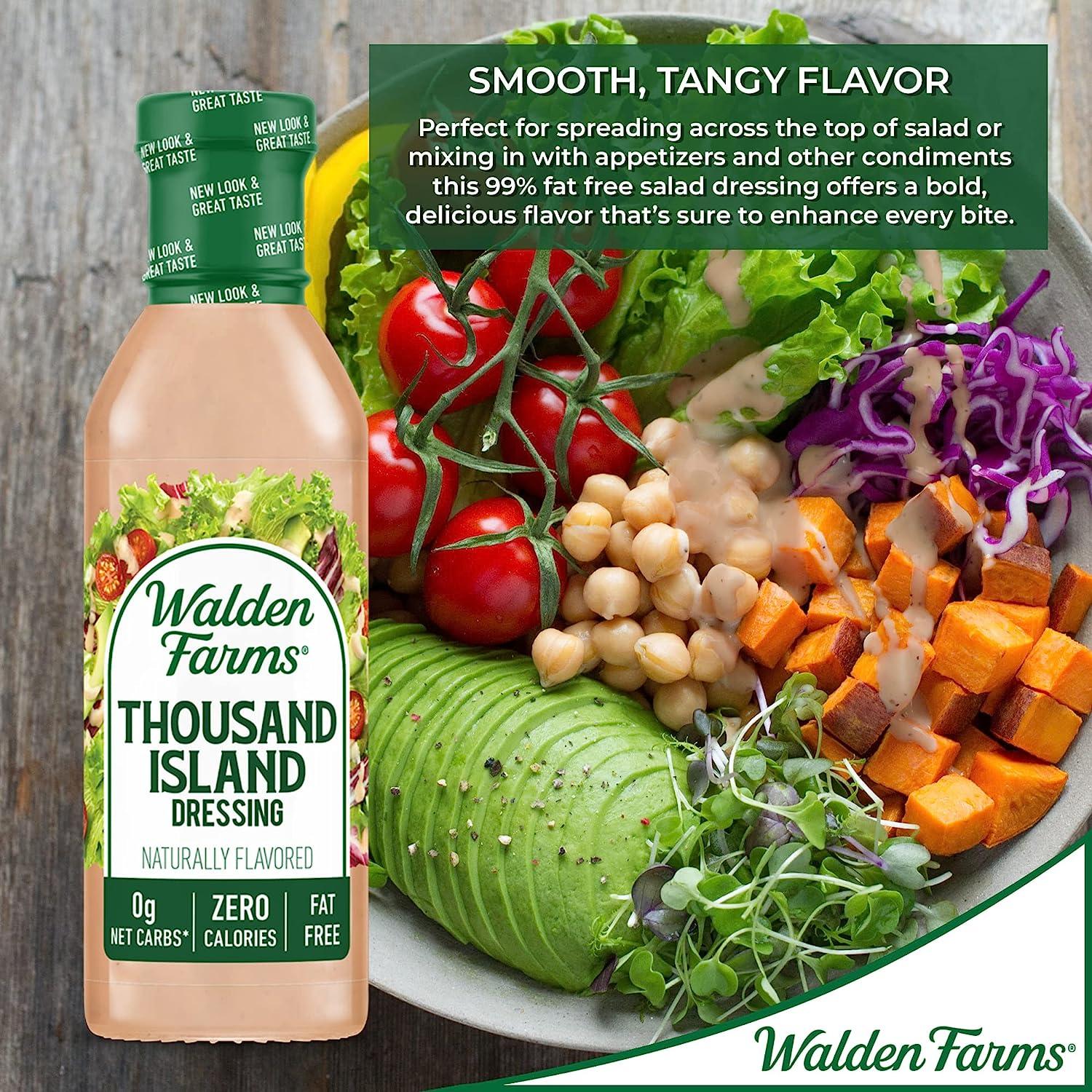 Walden Farms Thousand Island Dressing, 12 oz. Bottle, Fresh and Delicious Salad Topping, NonGMO