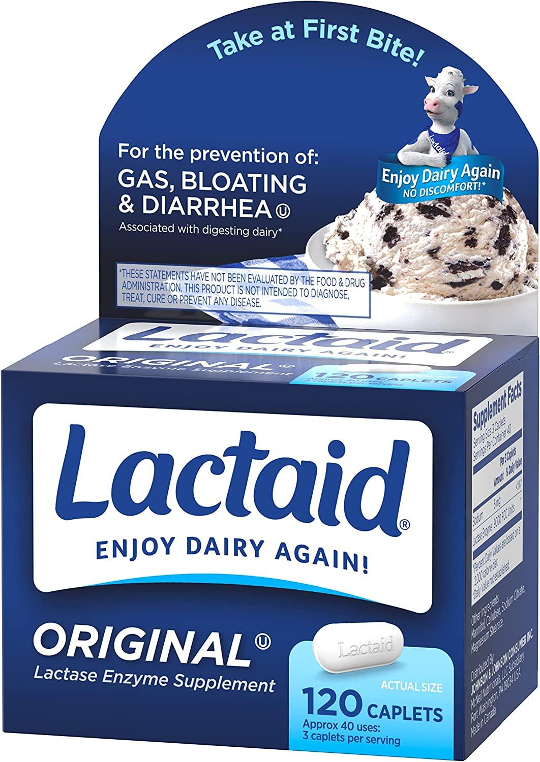 Lactaid Original Strength Lactose Intolerance Relief Caplets with