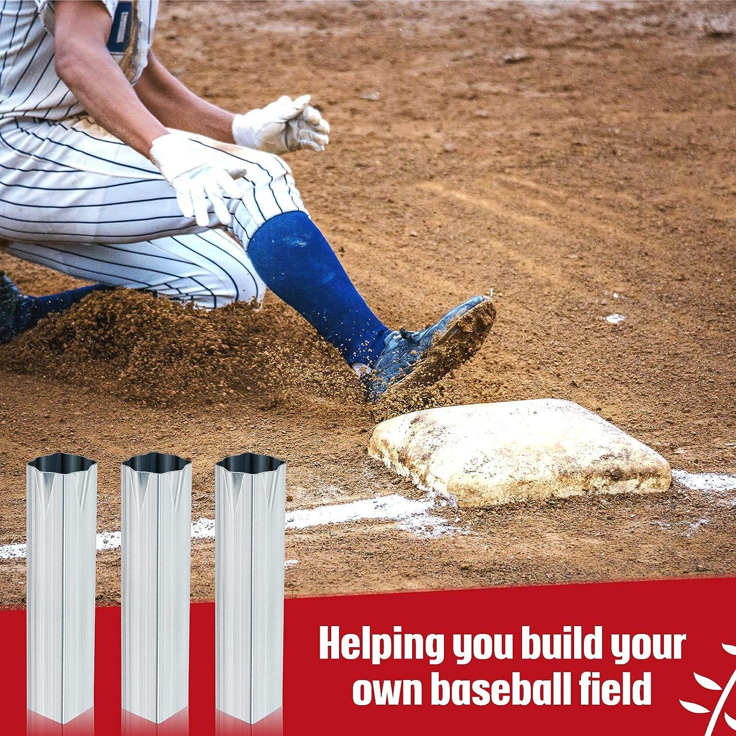 Dunzy Crimped Style Baseball Base Anchors 6 Pack, Silver Ground