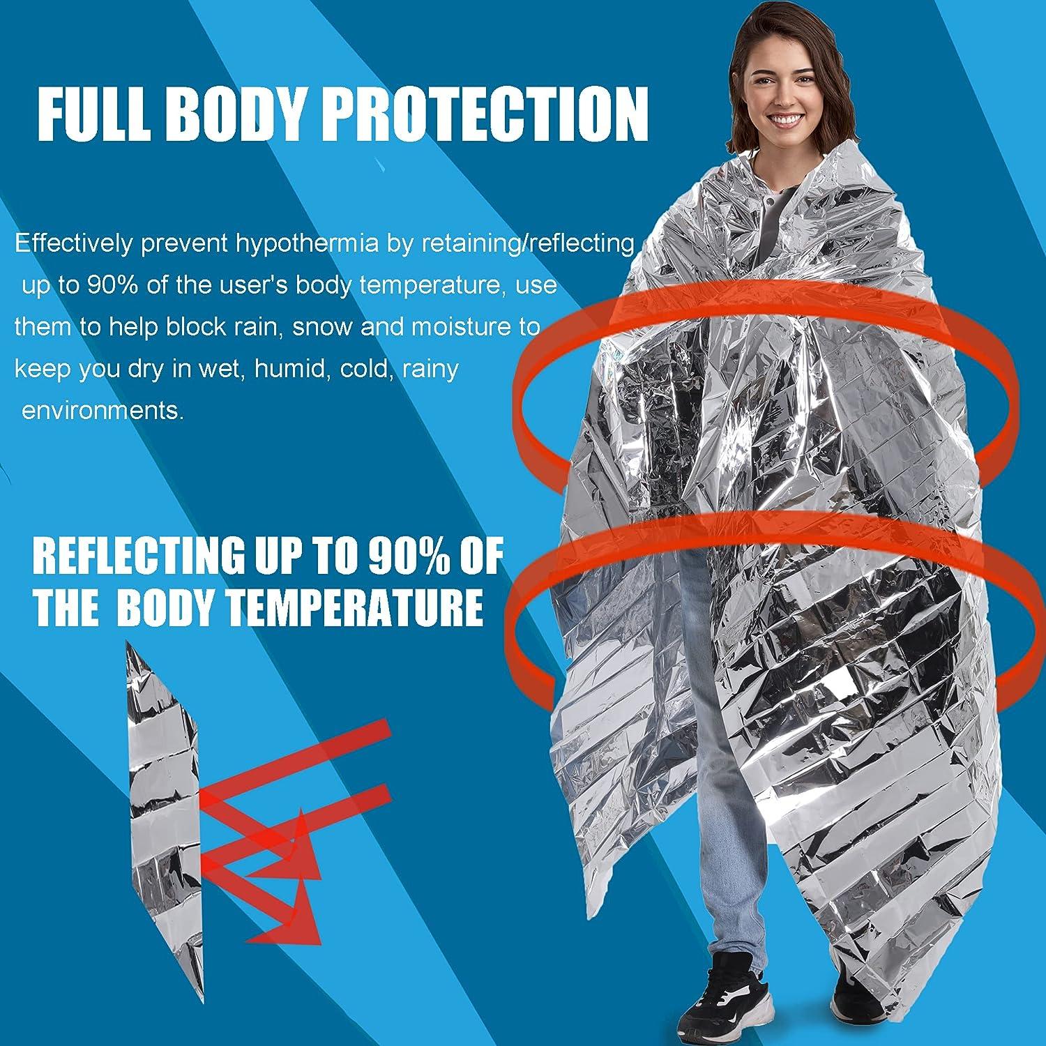 RAINPOH Emergency Mylar Thermal Blanket 10 Pack, 82x64 in Heavy