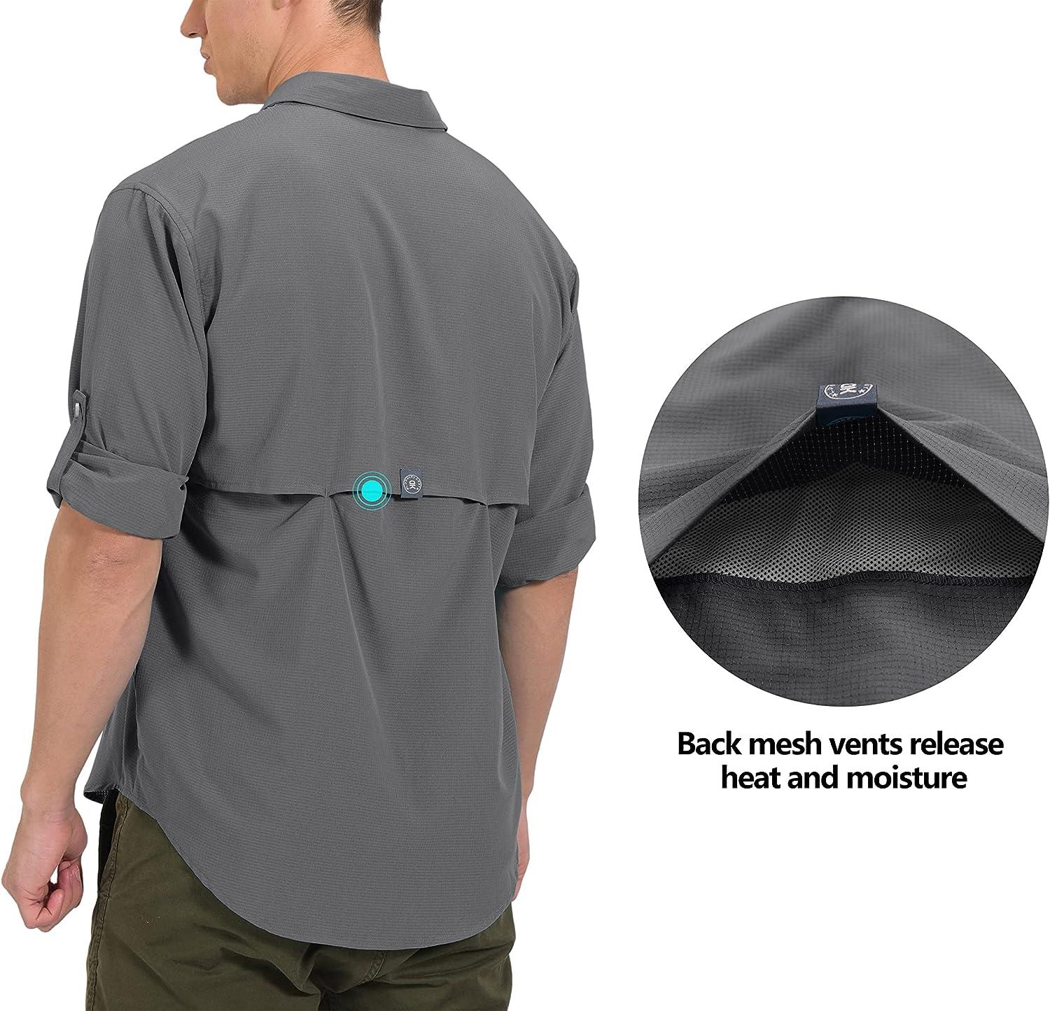 Little Donkey Andy Men's UPF 50 UV Protection Shirt, Breathable Long Sleeve  Fishing Hiking Shirts, Quick Dry Castlerock X-Large