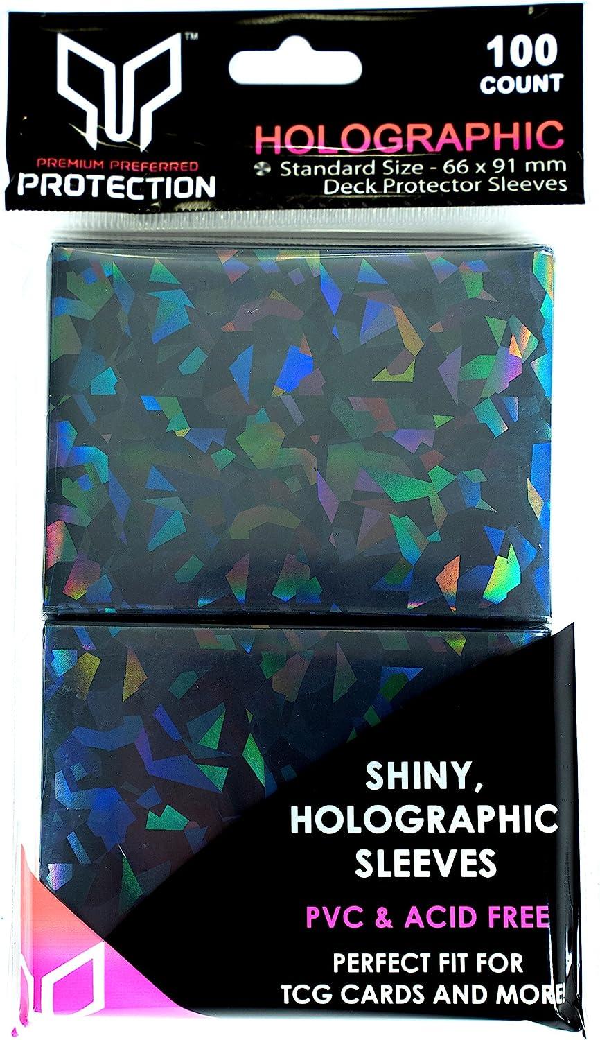 Premium Preferred Protection 100 Black Holographic Card Sleeves Perfect Fit  Shiny Trading Card Sleeves Standard Size Pokemon Sleeves