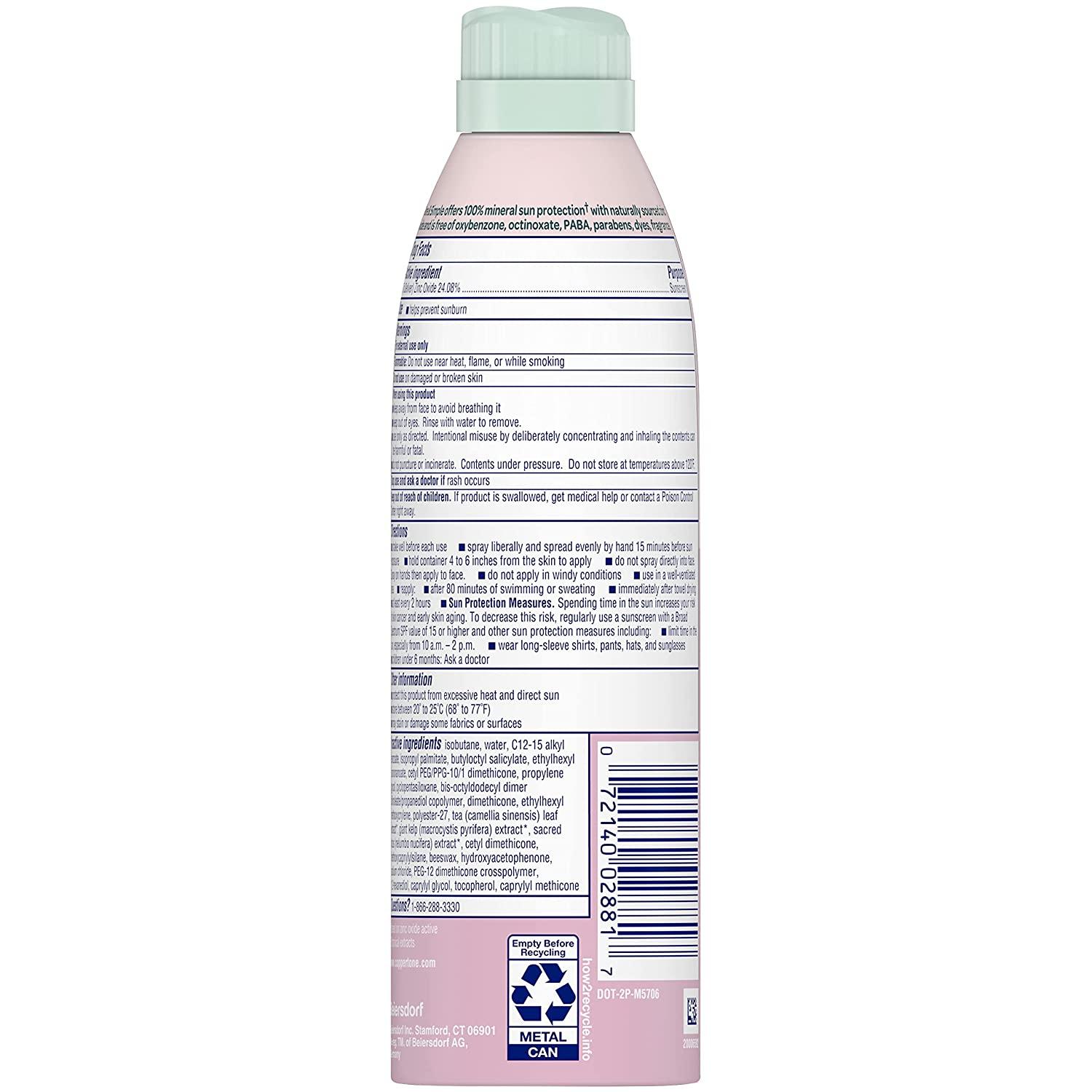 Coppertone Pure and Simple Baby Sunscreen Spray SPF 50, Zinc Oxide