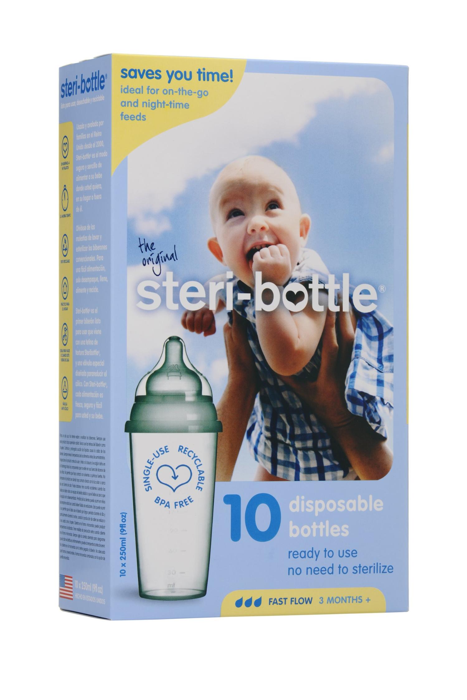 SteriBottle Disposable Baby Bottles 10Pack Ready to Use