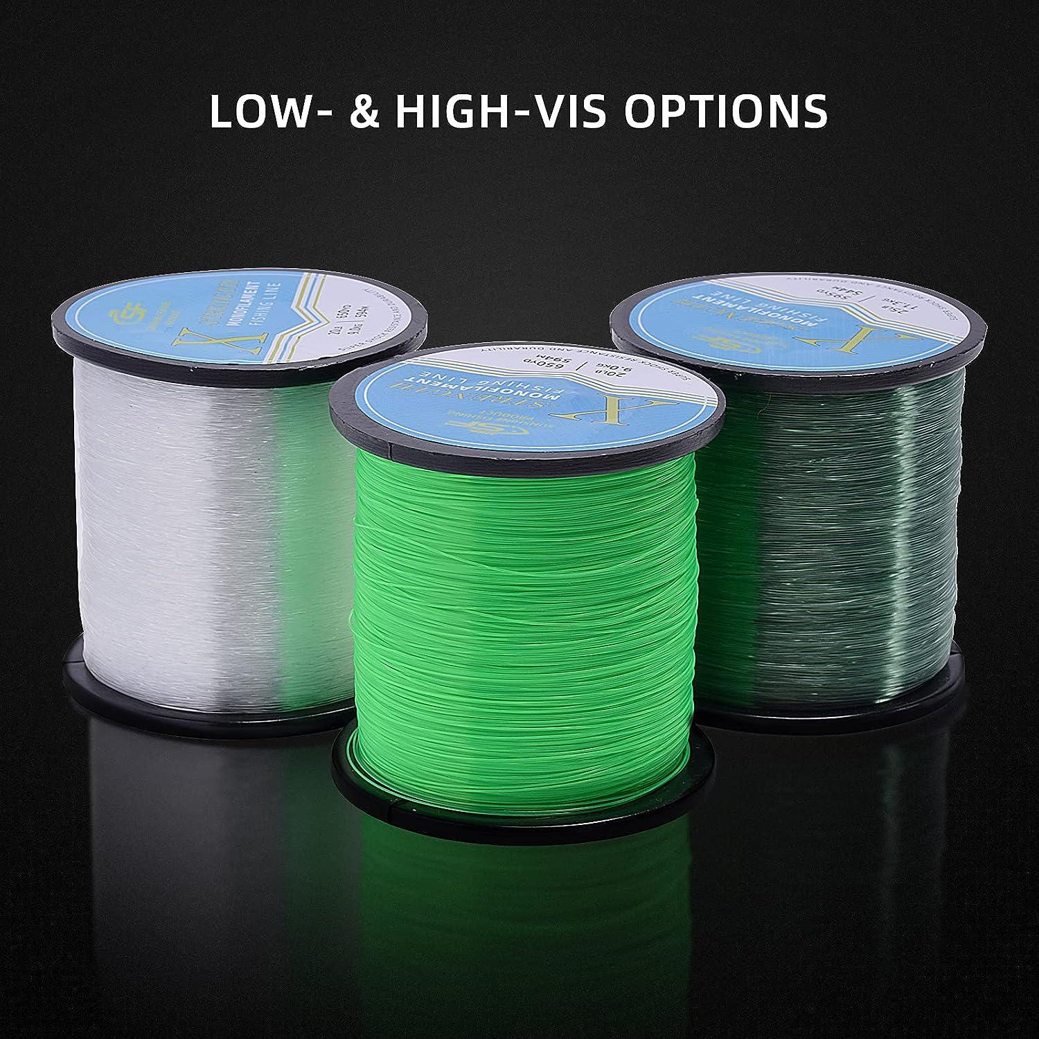 SF Monofilament Fishing Line Premium Spool X-Strong Mono Nylon Material Leader  Line Low-Vis Green for Saltwater Freshwater 30LB