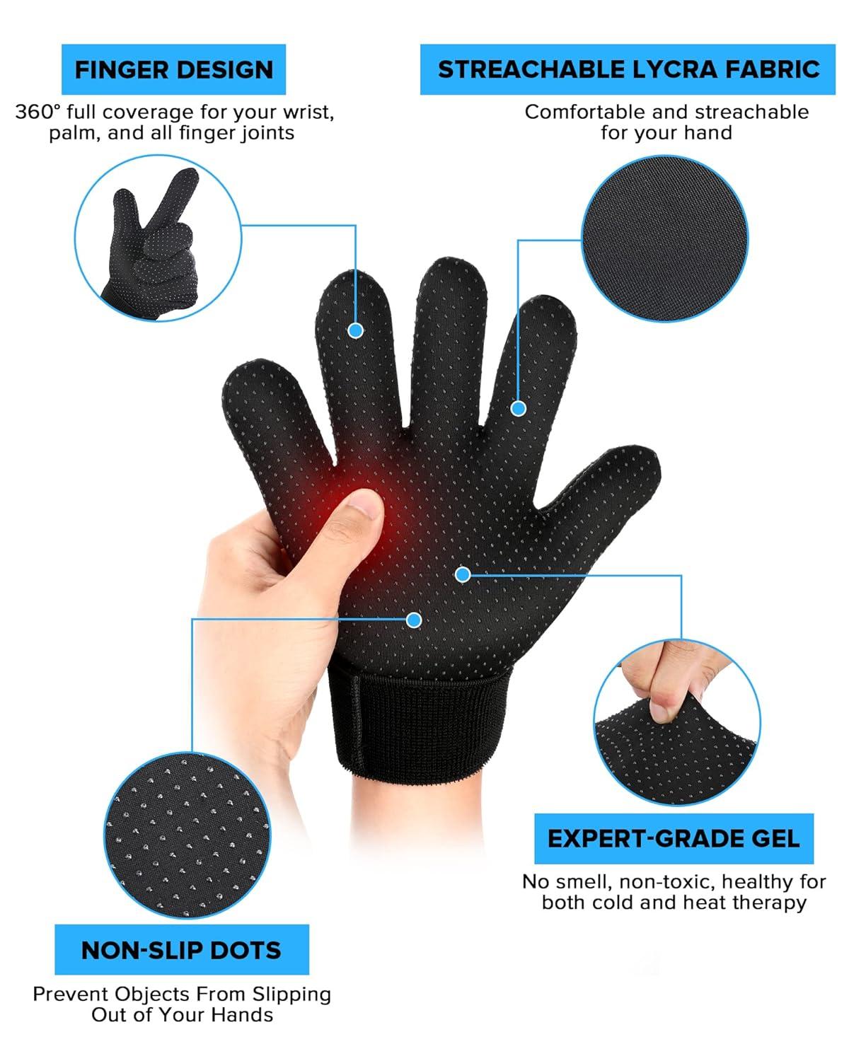 Luguiic Full Finger Arthritis Ice Glove for Men&Women Touch Screen Hand