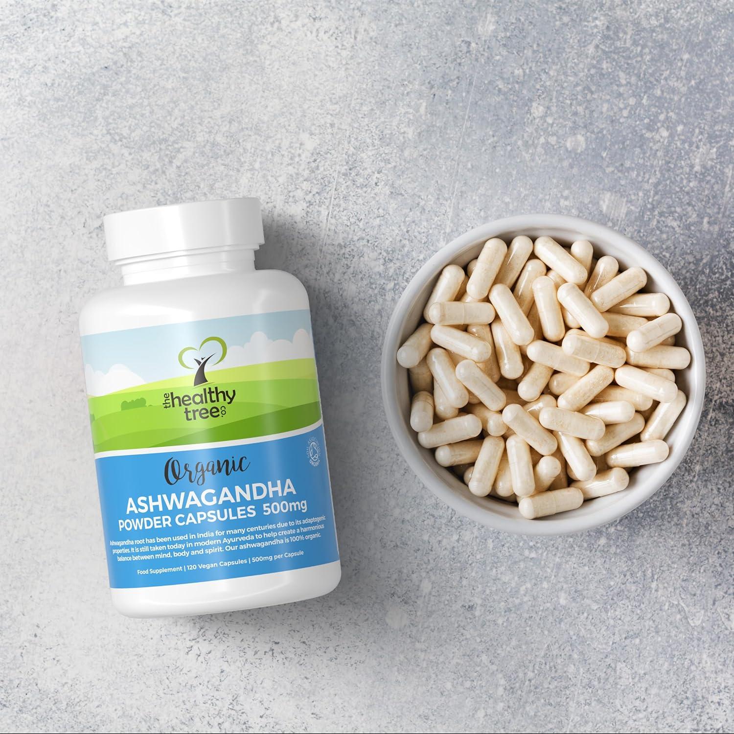 TheHealthyTree Organic Ashwagandha Capsules 120 x 500mg Vegan