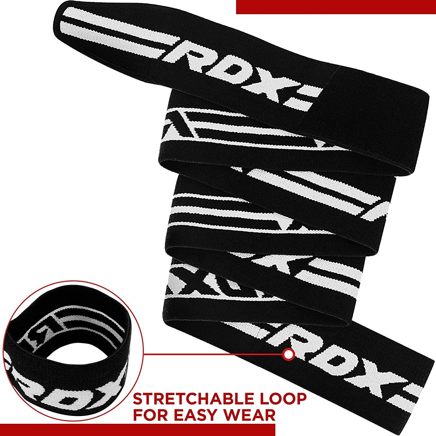 RDX Knee Wraps Pair Weightlifting, IPL USPA Approved, 78 Elasticated Straps  for Gym Workout Fitness Squats Powerlifting, Compression Support, Men Women  WOD Training, Squatting Leg Press Bodybuilding Black