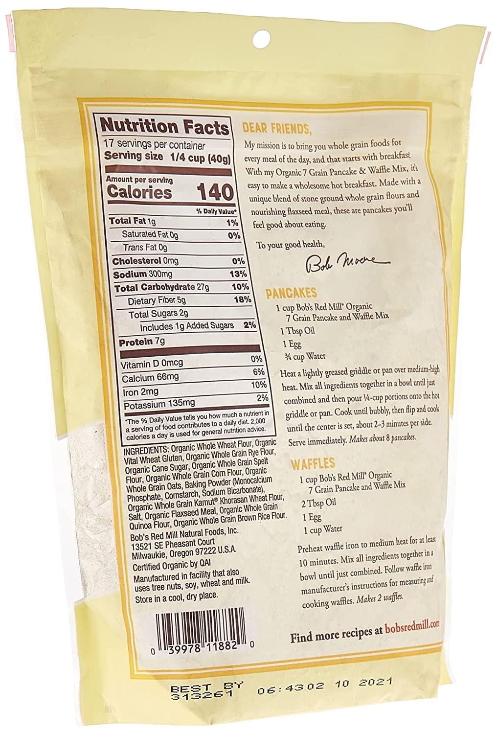 Bob's Red Mill Organic 7 Grain Pancake & Waffle Mix Whole Grain 24 oz