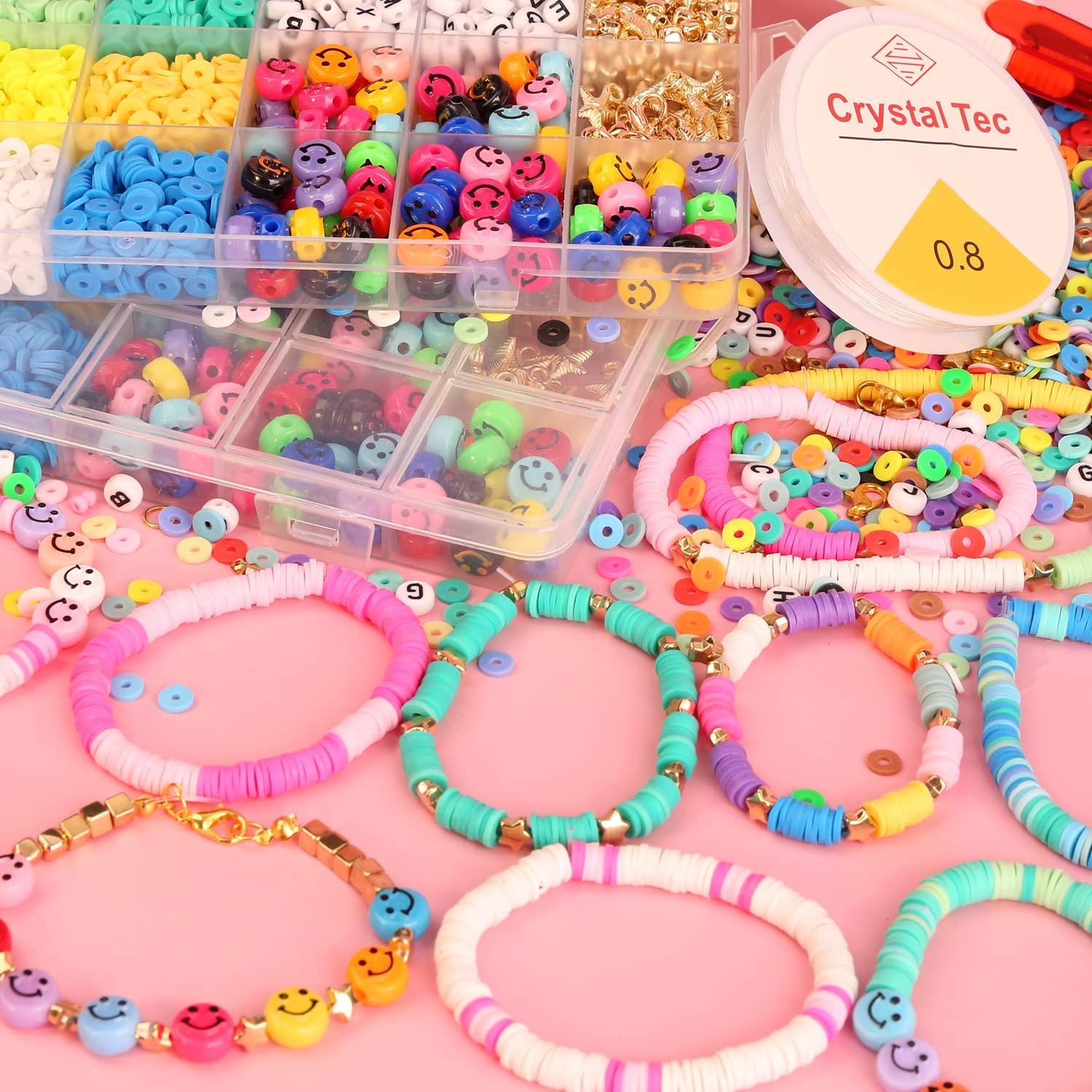 UHIBROS 5800 Pcs Clay Beads for Bracelet Making Kit, Jewelry Making Kit for  Girls 16 Color Polymer Heishi Beads Bracelets Making Kit Gifts for Girls  with Smiley Face Letter Beads medium