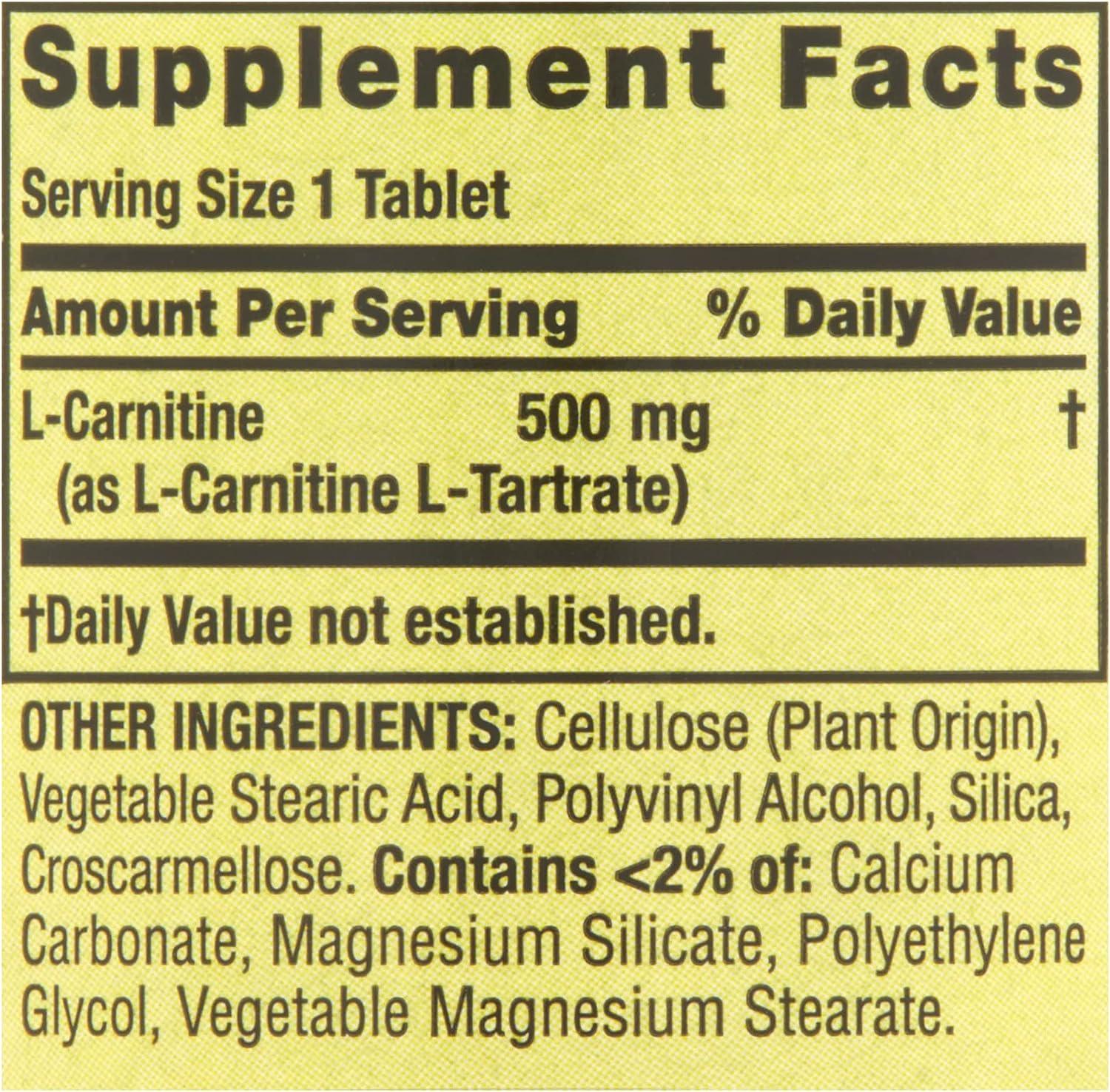 Spring Valley L-Carnitine 500mg - Heart Health Supplement (30 Tablets) |  Gluten-Free, No Artificial Flavors | with Luall Fridge Magnetic | Buy Now  with Express International Delivery | GoSupps.com