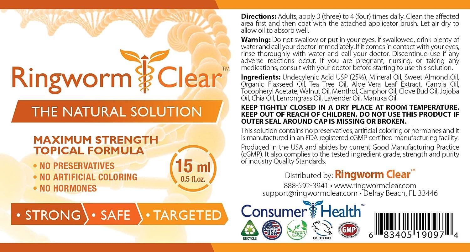 Ringworm Clear Natural Antifungal Treatment for Itching & Burning Prevents Future