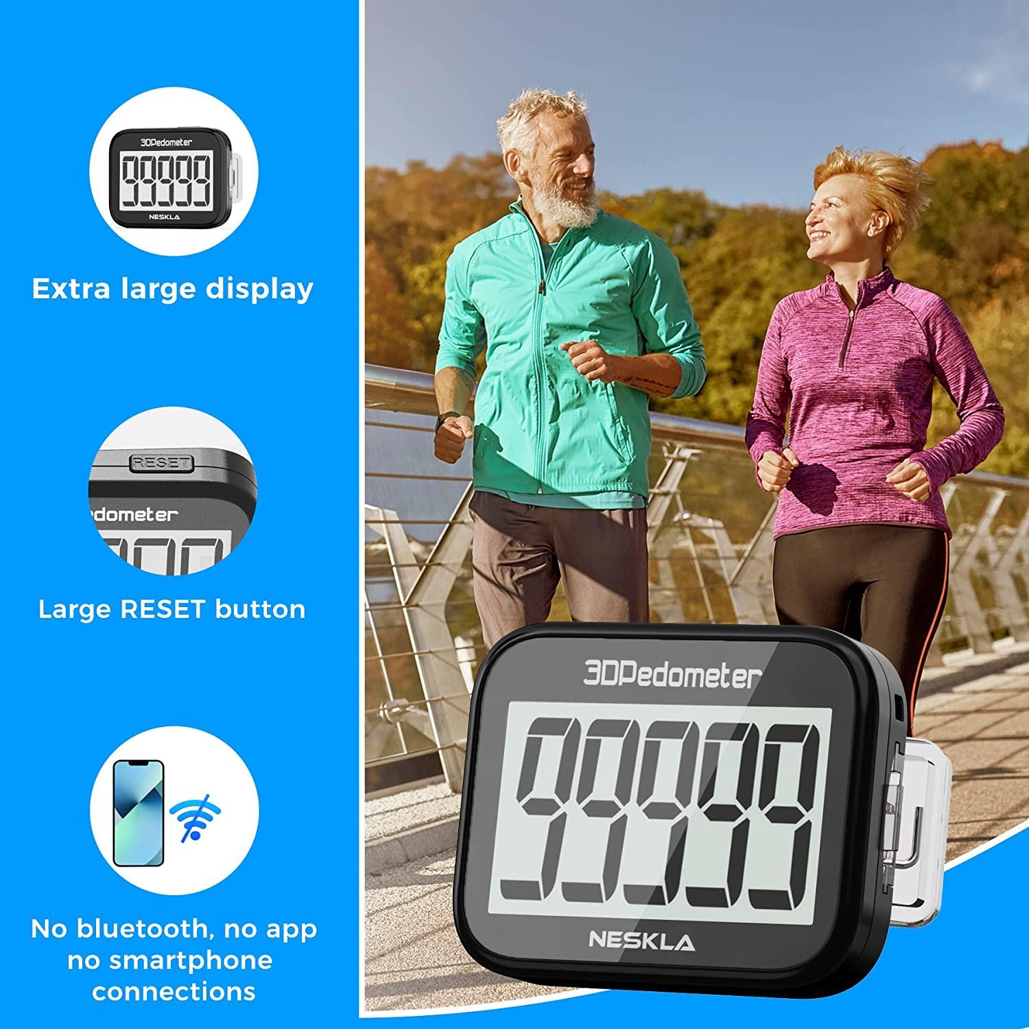 3D Pedometer for Walking, Simple Step Counter for Walking with Large
