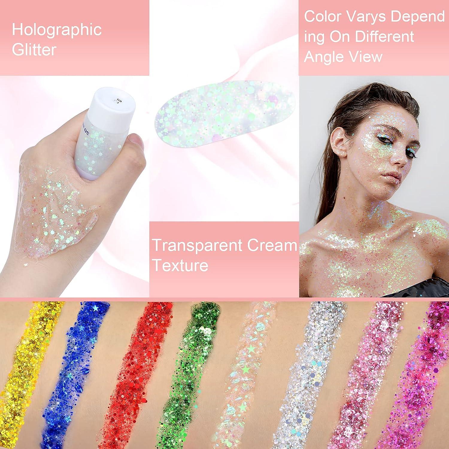 Go Ho Pink Face & Body Glitter Gel - Holographic Chunky