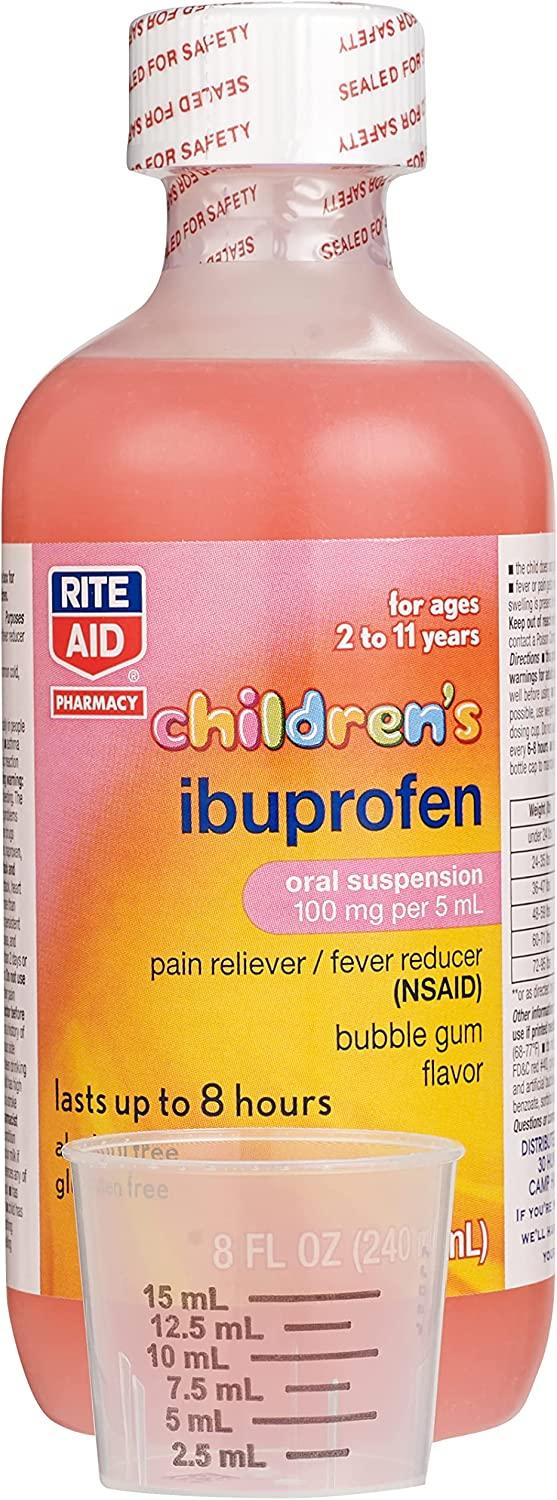 Rite Aid Children's Ibuprofen Ages 211 Bubble Gum 8 oz Kids Pain