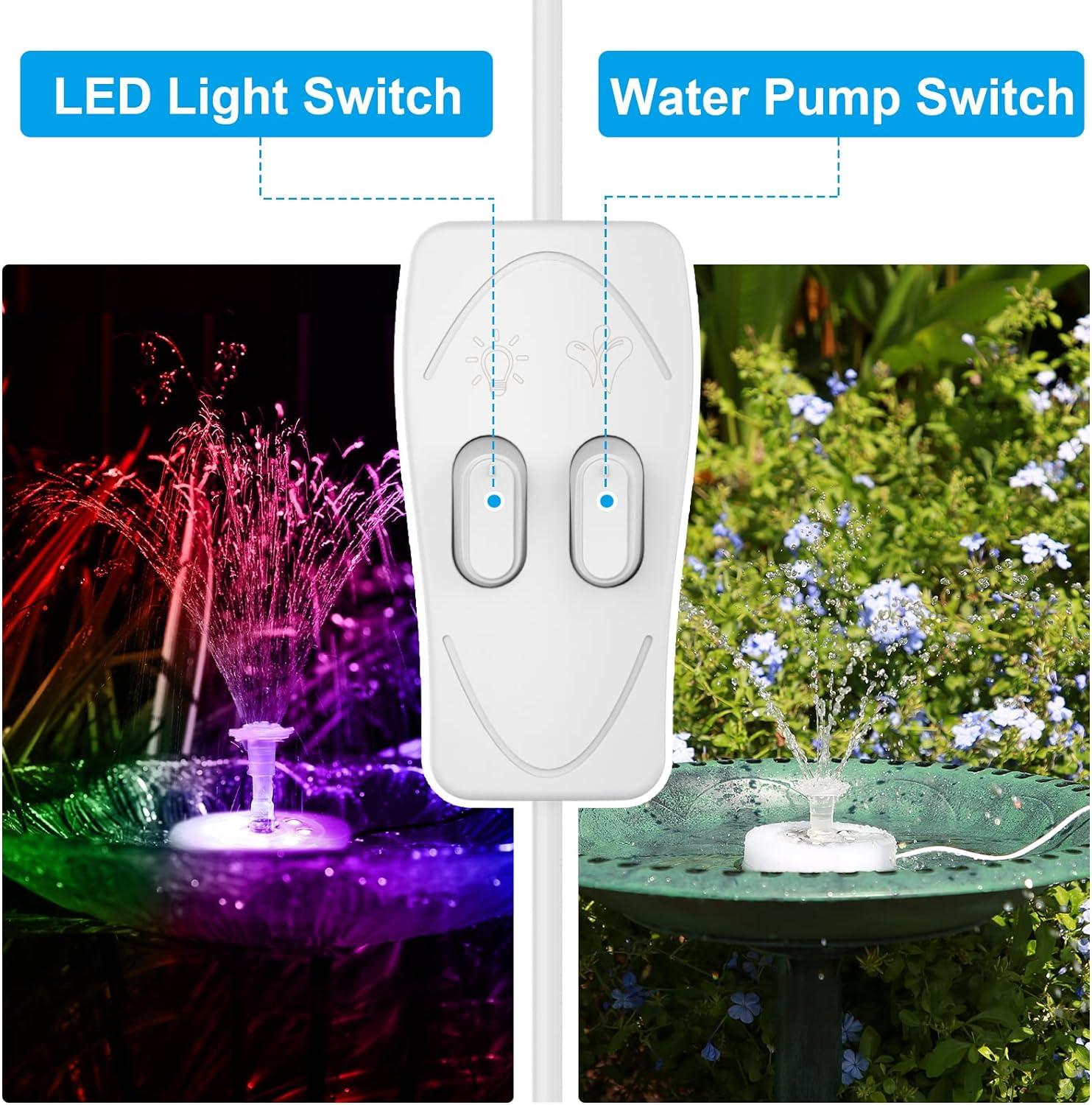 USB Floating Water Fountain Pump with 7 Nozzles - AISITIN 2.5W LED DIY ...