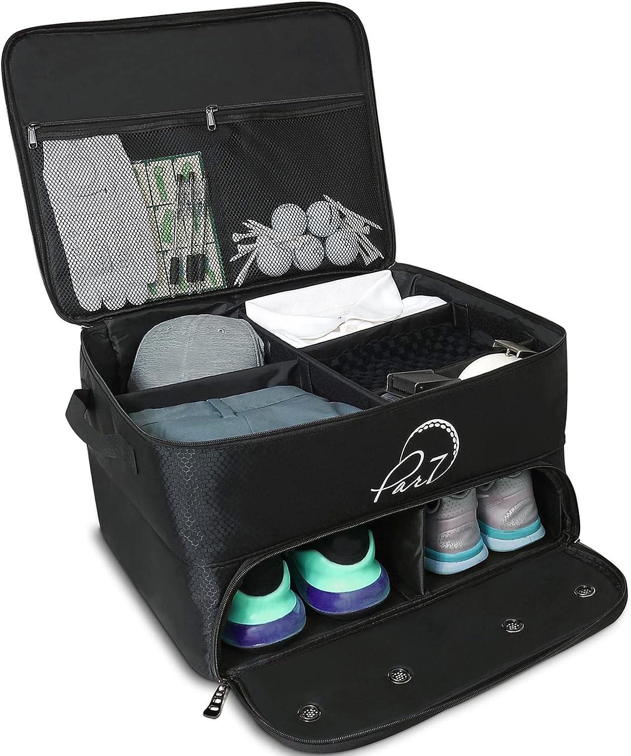Par7 Golf Trunk Organizer - 2 Pair Golf Shoes and Accessories Storage -  Double Layer Storage Locker - Waterproof and Durable Material - Foldable  and Lightweight - Gift Idea for Golfers