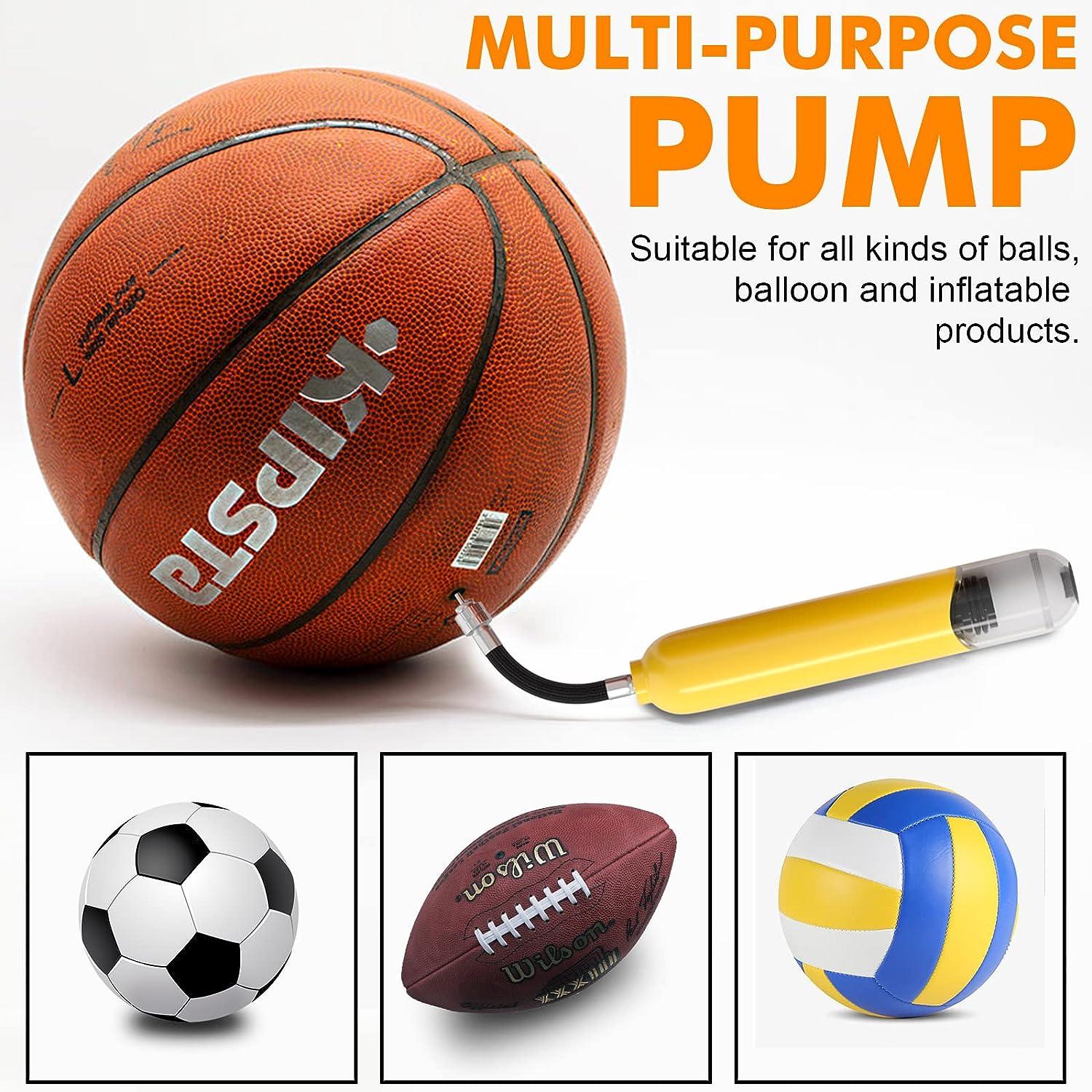 Amble Air Ball Pump for Basketball, Soccer Ball, Volleyball, Football,  Balloons Pump Inflator - Portable Hand Exercise Sports Ball Pump Kit with 5 Inflation  Needles, Nozzle, Hose & Air Pressure Gauge Yellow