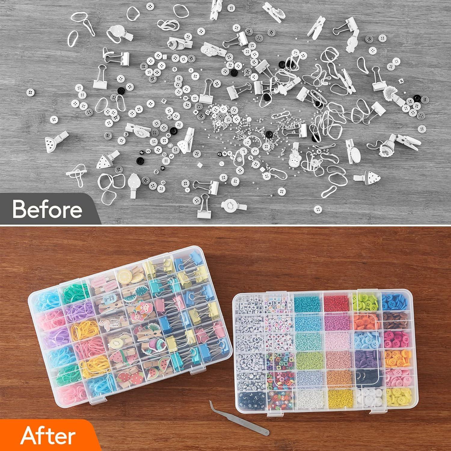 VZTOLKUR 2 Pack 24 Grids Plastic Storage Box Clear Organizing Containers With Qf1zsbtawvzwx19w