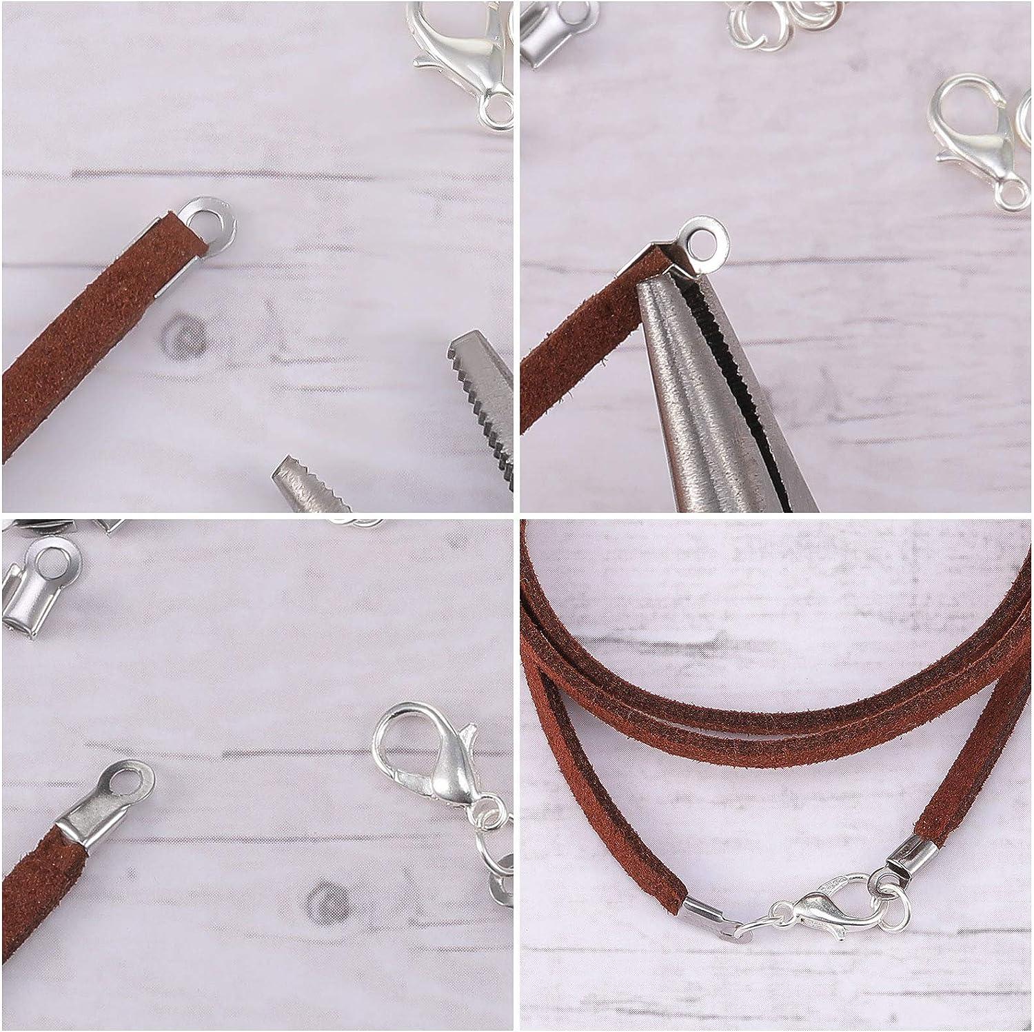 20-50pcs Stainless Steel Spring Crimp Clasps Leather Cord Ends End Caps  Connectors For DIY Bracelet Necklace Jewelry Making