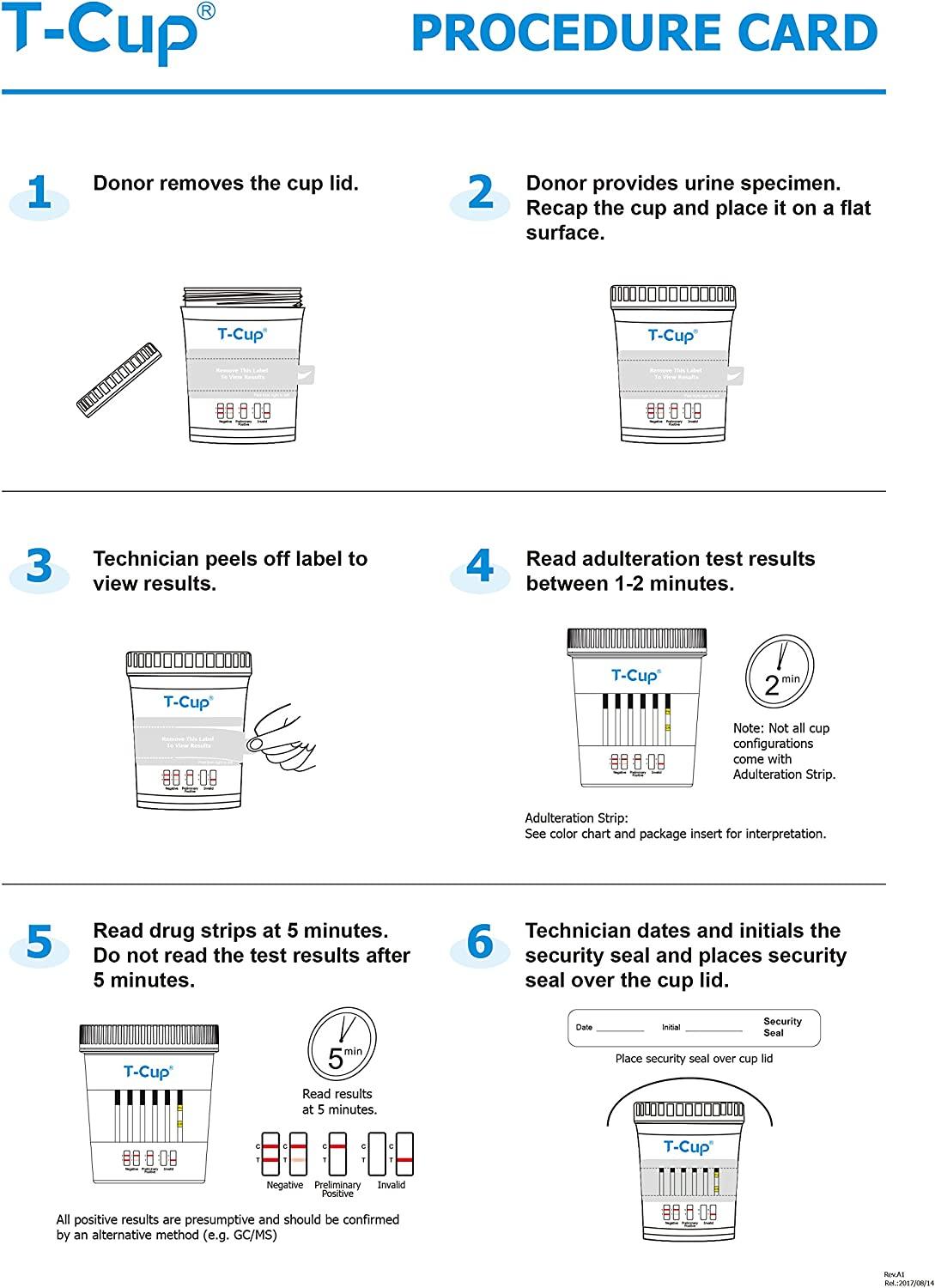 12 Panel t-cup Multi Kit para Prueba de Orina de drogas (varias cantidades)  (100) (Coc/THC/Opi/OXY/AMP/bzo/bar/Mamp/PPX/MTD/PCP/BUP)