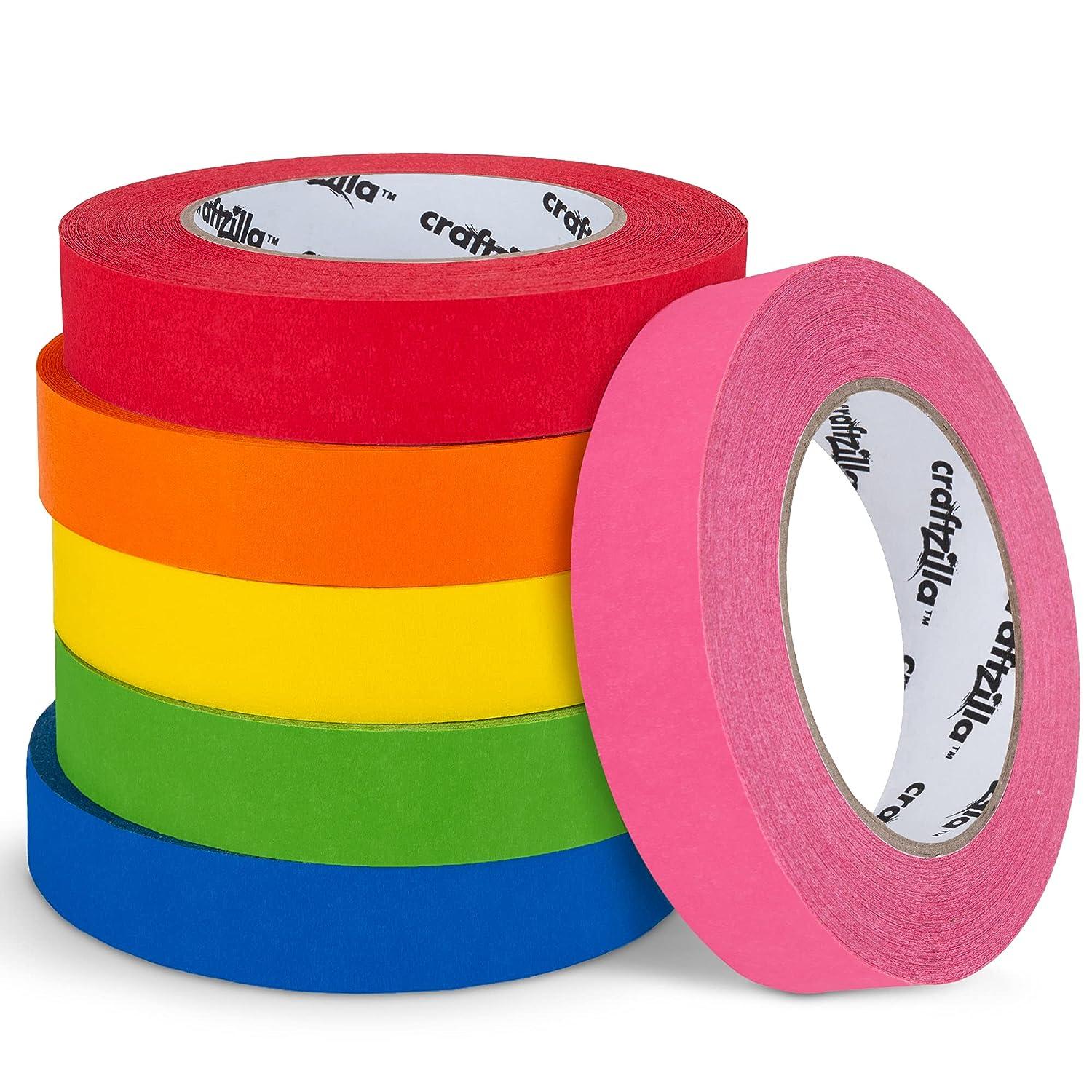 Craftzilla Colored Masking Tape - 11 Rolls, 55 yd x 1 in Each Tape - 1,815  Feet x 1 Inch of Colorful Craft Tape - Vibrant Rainbow Color Teacher Tape –