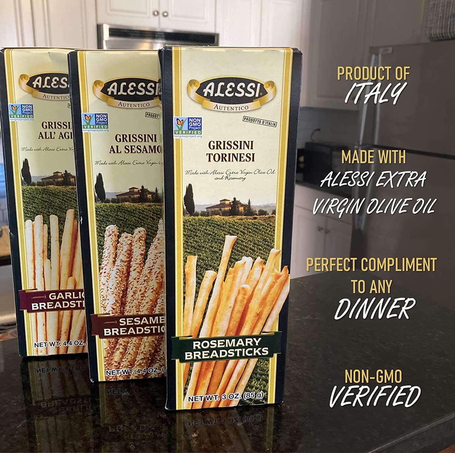 Alessi Imported Breadsticks, Sesame Autentico Italian Crispy Bread