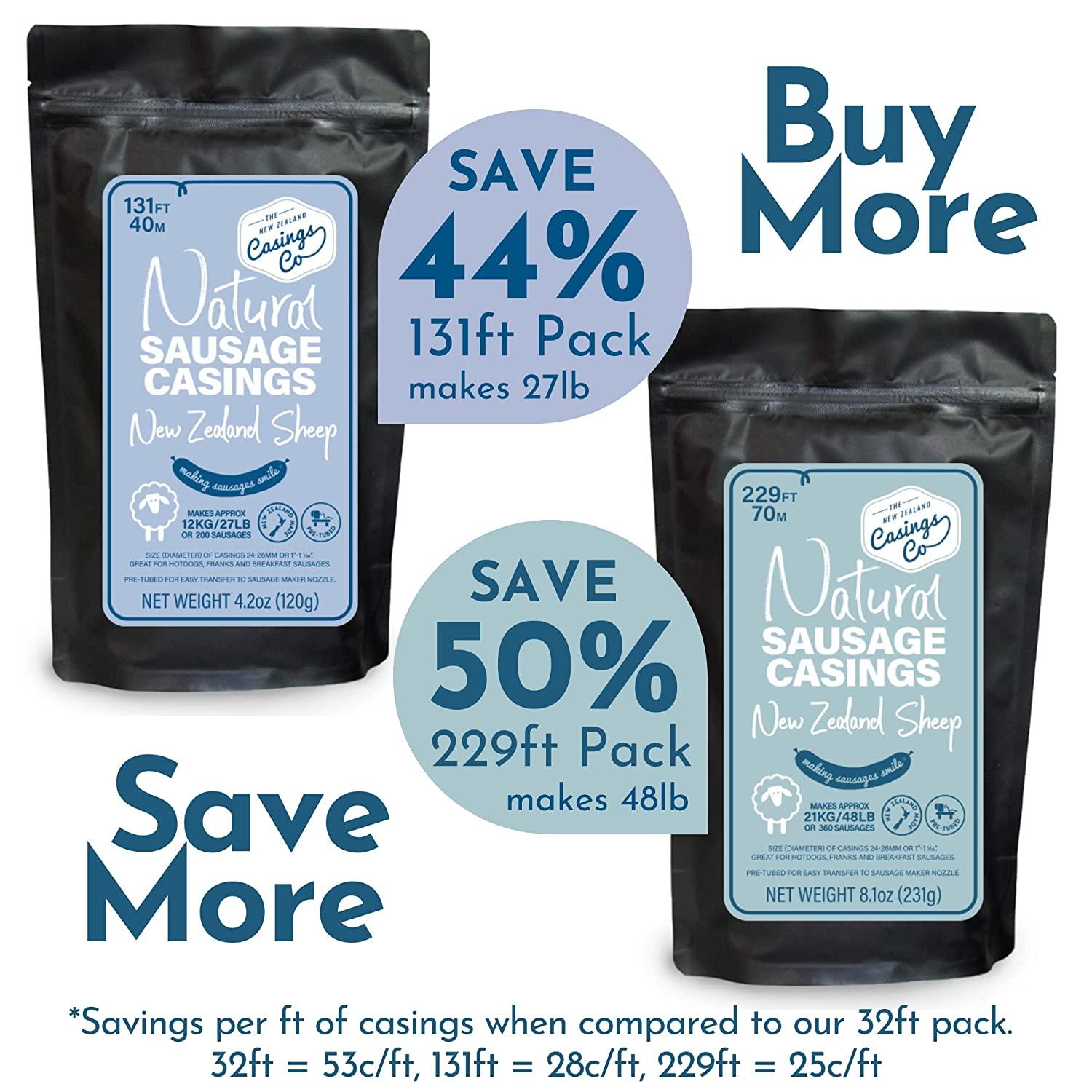 32ft Natural Sheep Casings for Sausage Making 2426mm Ideal Hot Dog