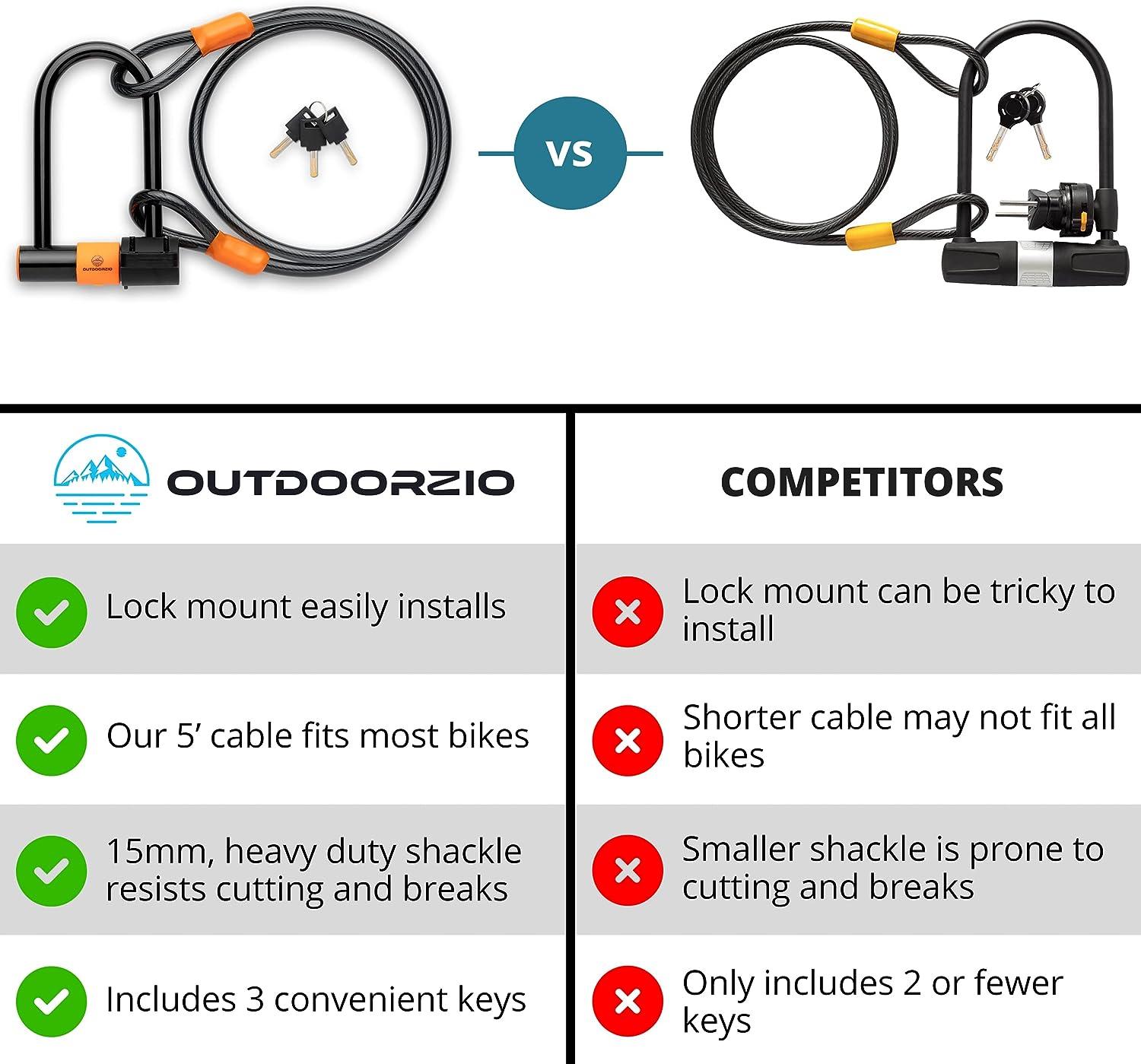 Heavy Duty Bike U Lock with Cable Anti Theft Bicycle Lock Holder