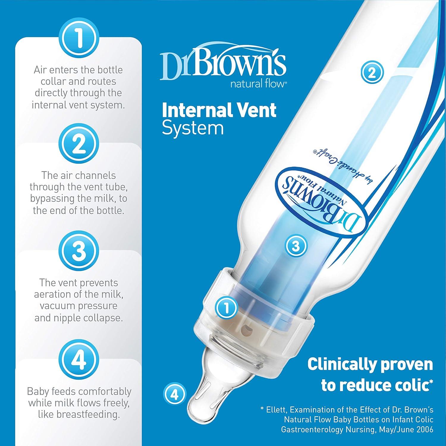 Dr. Brown s Natural Flow Anti-Colic Baby Bottle with Level 1 Slow Flow  Nipples 4oz 4 Pack 4 Pack 4 oz