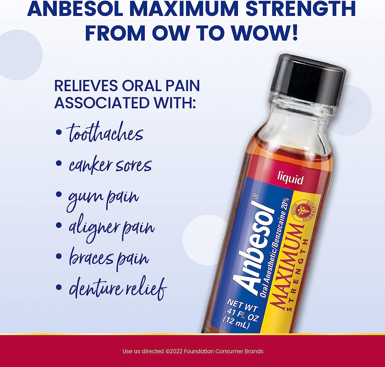 Anbesol Maximum Strength Oral Anesthetic Liquid 0.41 fl oz