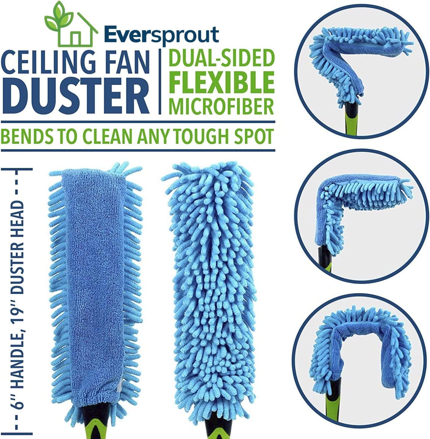 Eversprout Flexible Microfiber Ceiling Fan Duster with Extension Pole