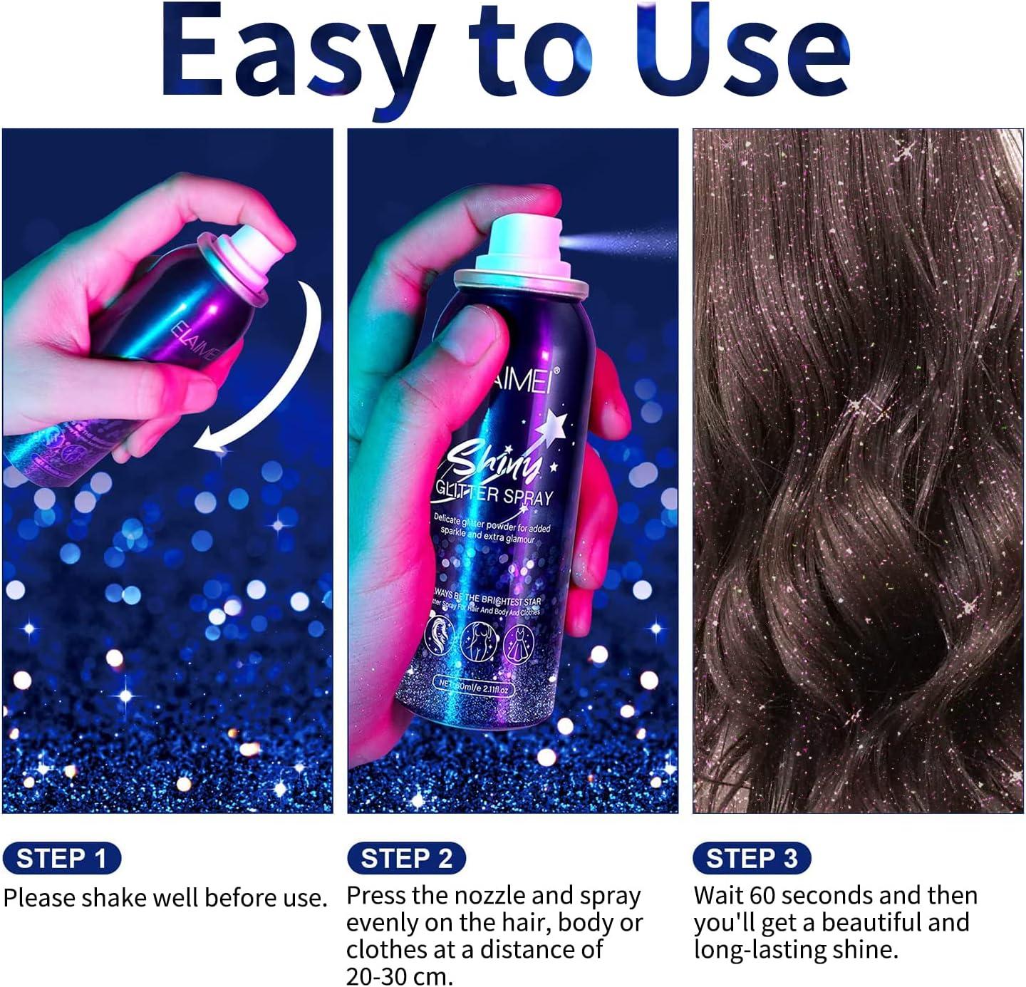 Ragkun Glitter Spray, Body Glitter, Glitter Hairspray for Clothes