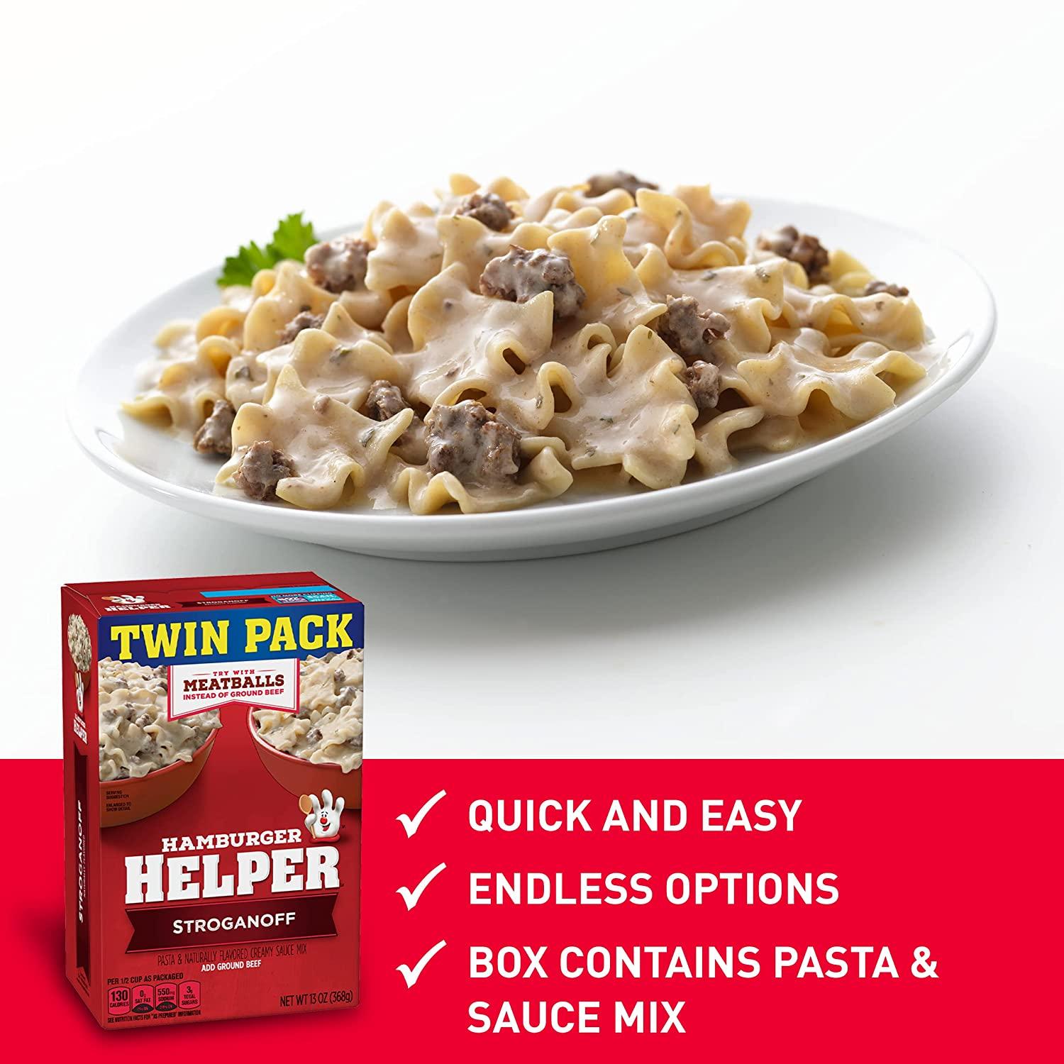 Hamburger Helper Stroganoff, Pasta & Creamy Sauce Mix, 13 oz., Twin Pack