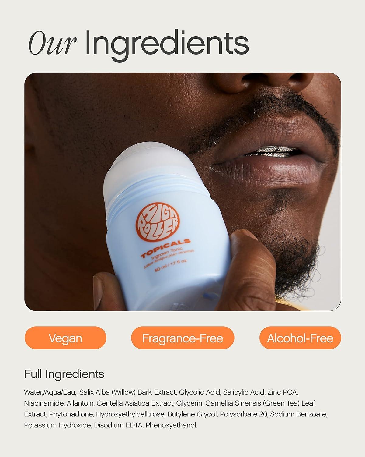 Topicals High Roller Ingrown Hair Tonic with Salicylic Acid AHAs and