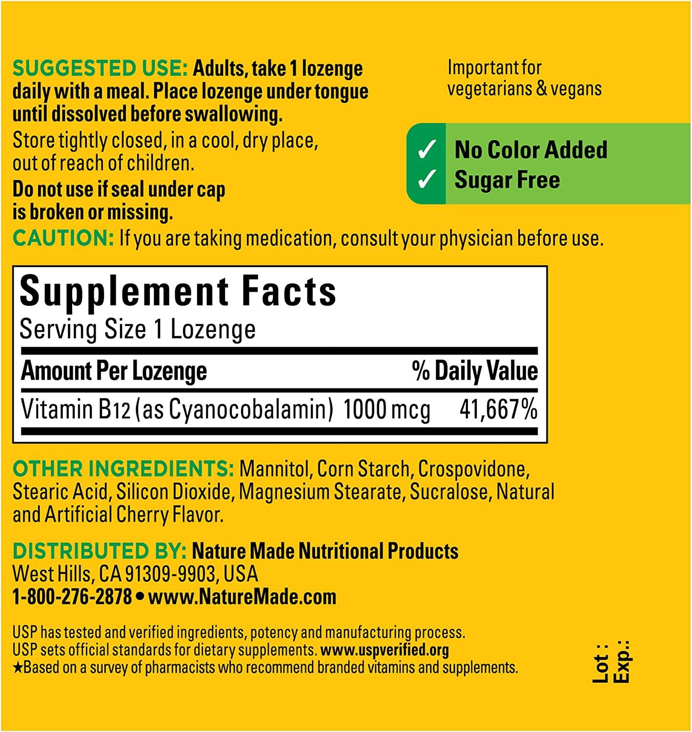 Nature Made Sublingual Vitamin B12 1000 mcg, Dietary Supplement for