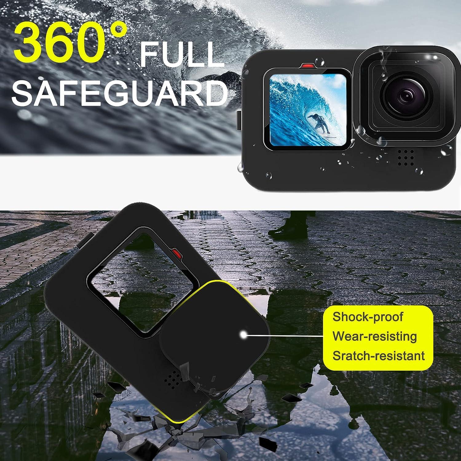 Kit d'accessoires pour GoPro 11/GoPro 10/GoPro 9 Black [10PCS], Boîtier  Protection Silicone avec Cordon+6PCS Films de Protection d'écran + 3PCS  Housse