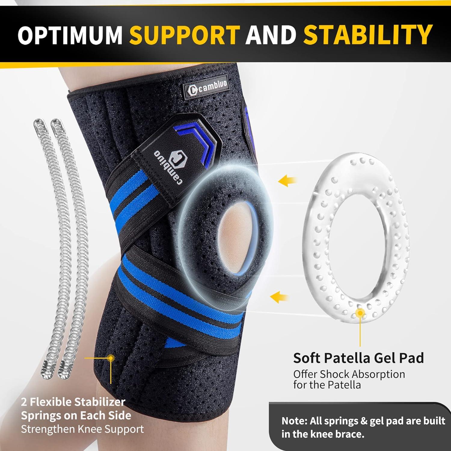CAMBIVO Anti-chafing Knee Brace for Knee Pain with Side