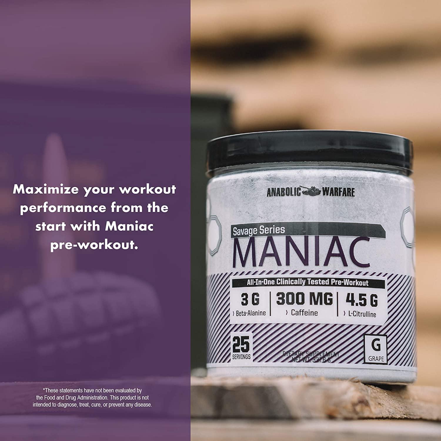 Maniac Preworkout Powder by Anabolic Warfare Preworkout Mix to