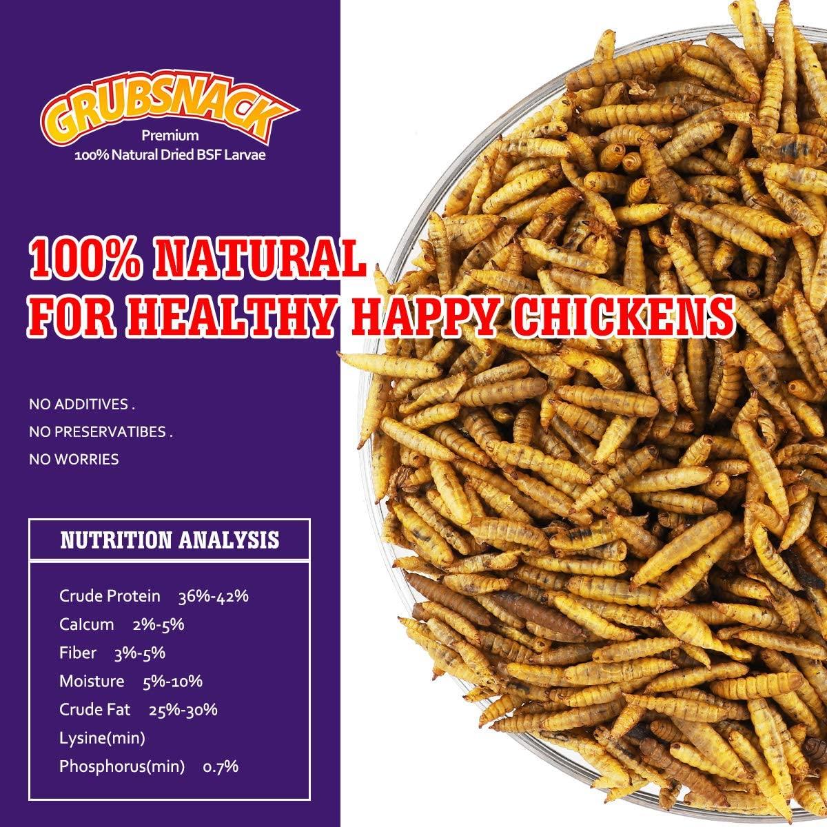 Zower 5 lbs Natural Meally WormsDried Black Soldier Fly Larvae,RichProtein Scratch Treats with