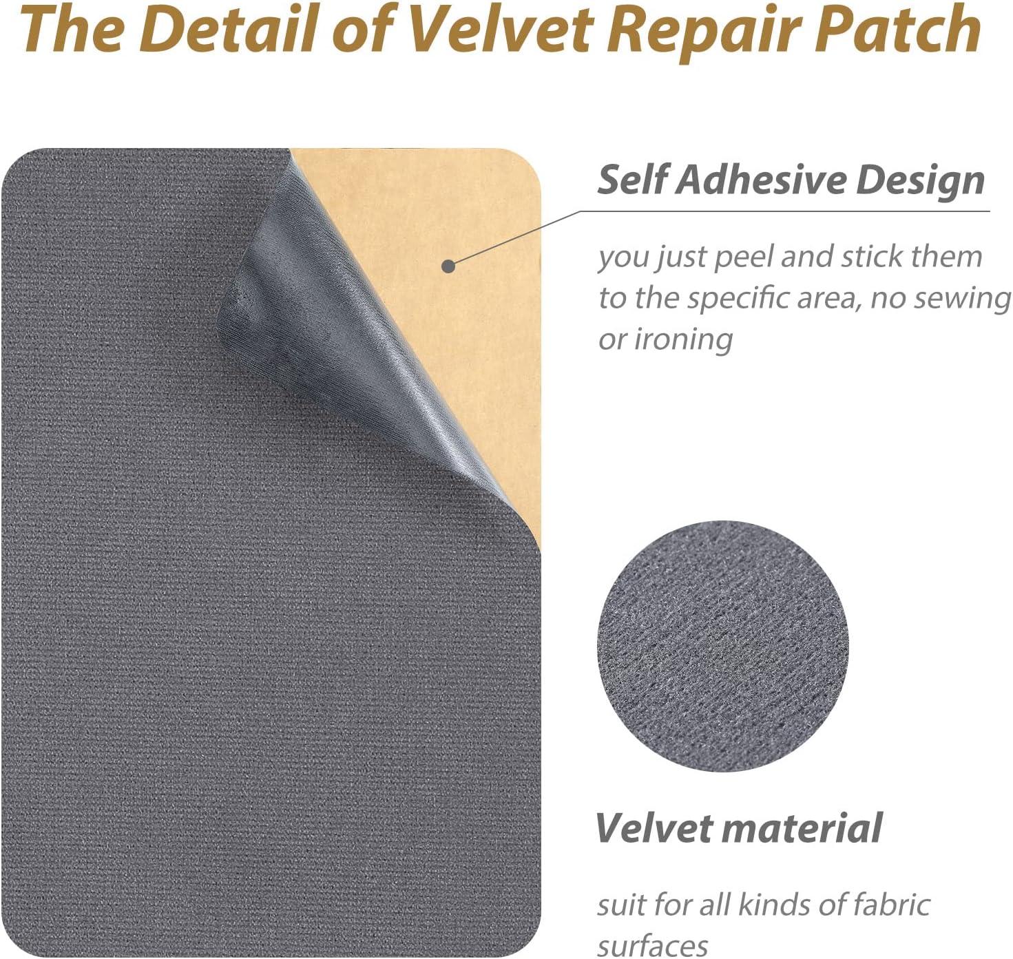 6 Pieces Upholstery Patch Sofa Couch Carpet Scratches Patch Velvet Repair  Patch Self Adhesive Flannel Fabric Patch for Furniture Car Seats Jeans Hand  Bag Jackets, 11.81 x 7.87 Inch (Gray)