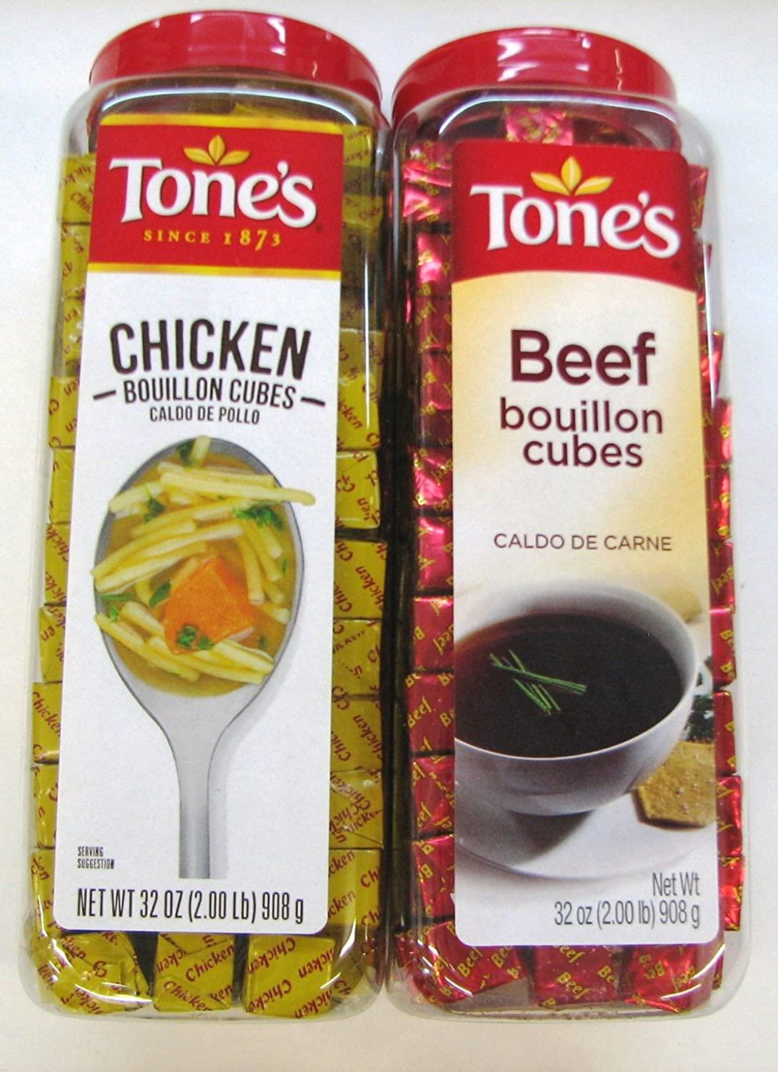 2 Pack: Tone&amp;#39;s Chicken Bouillon Cubes and Tone&amp;#39;s Beef Bouillon Cubes ...